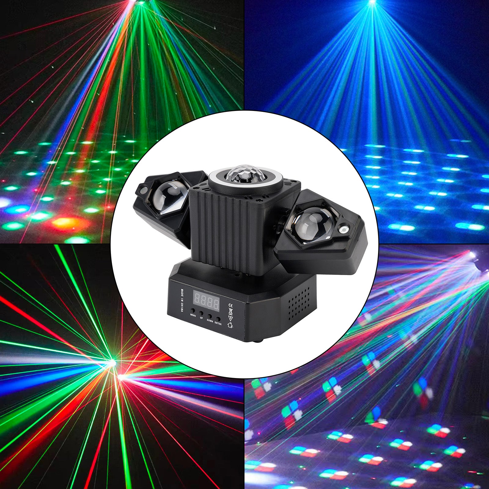 Moving Head Light Rotating Disco Ball Laser Beam Strobe Remote DMX Stage Light
