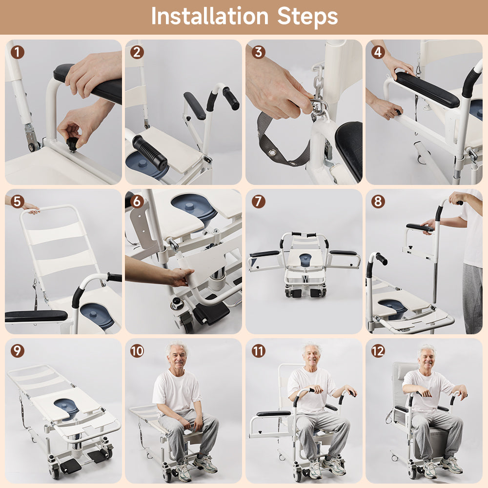 Patient Chair Hydraulic Transferred Lift Wheelchair Reclining transfer bed With potty