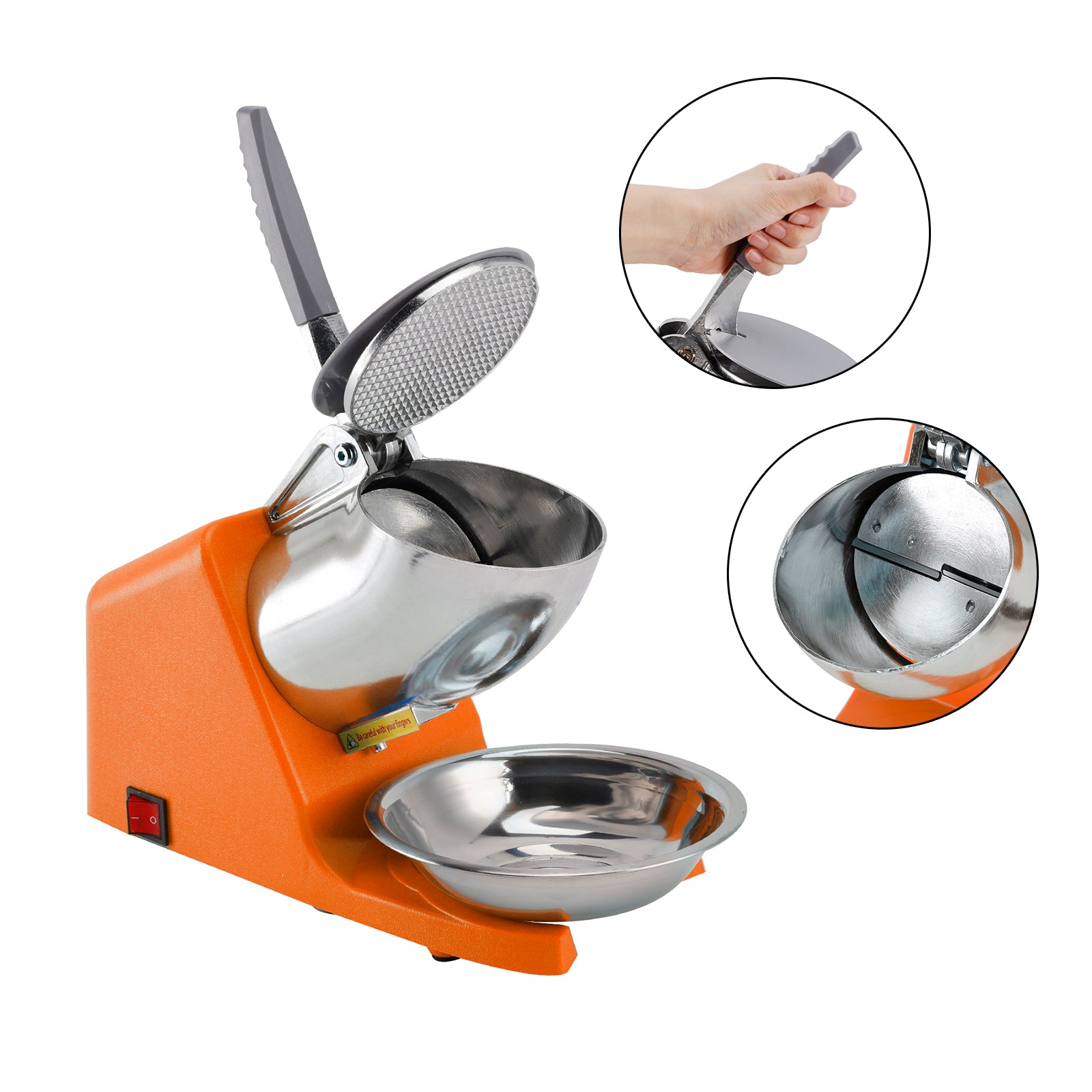 Electric Ice Crusher Machine 143LBS/Hr Snow Cone Maker Ice Shaver 500W UK Plug