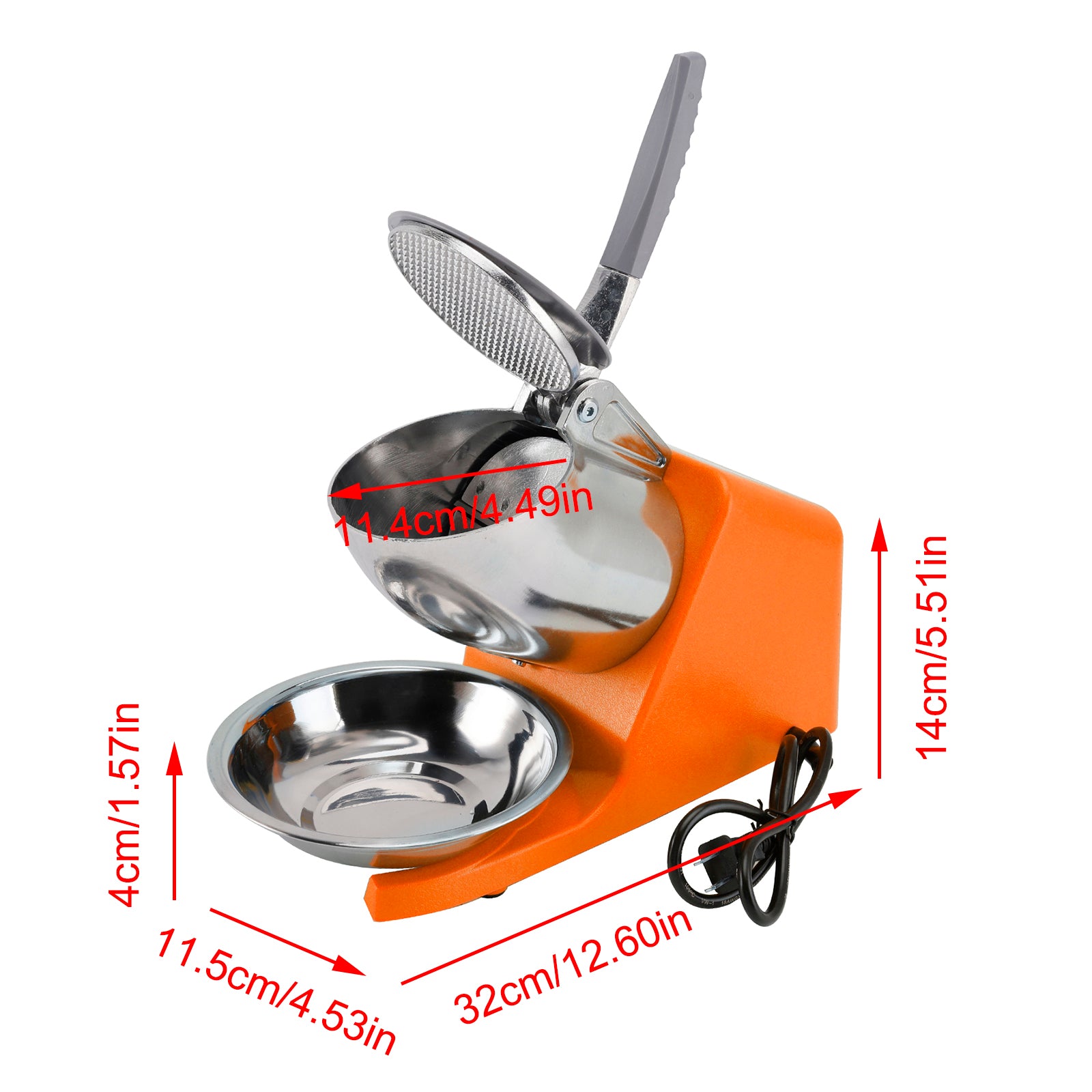 Electric Ice Crusher Machine 143LBS/Hr Snow Cone Maker Ice Shaver 500W UK Plug