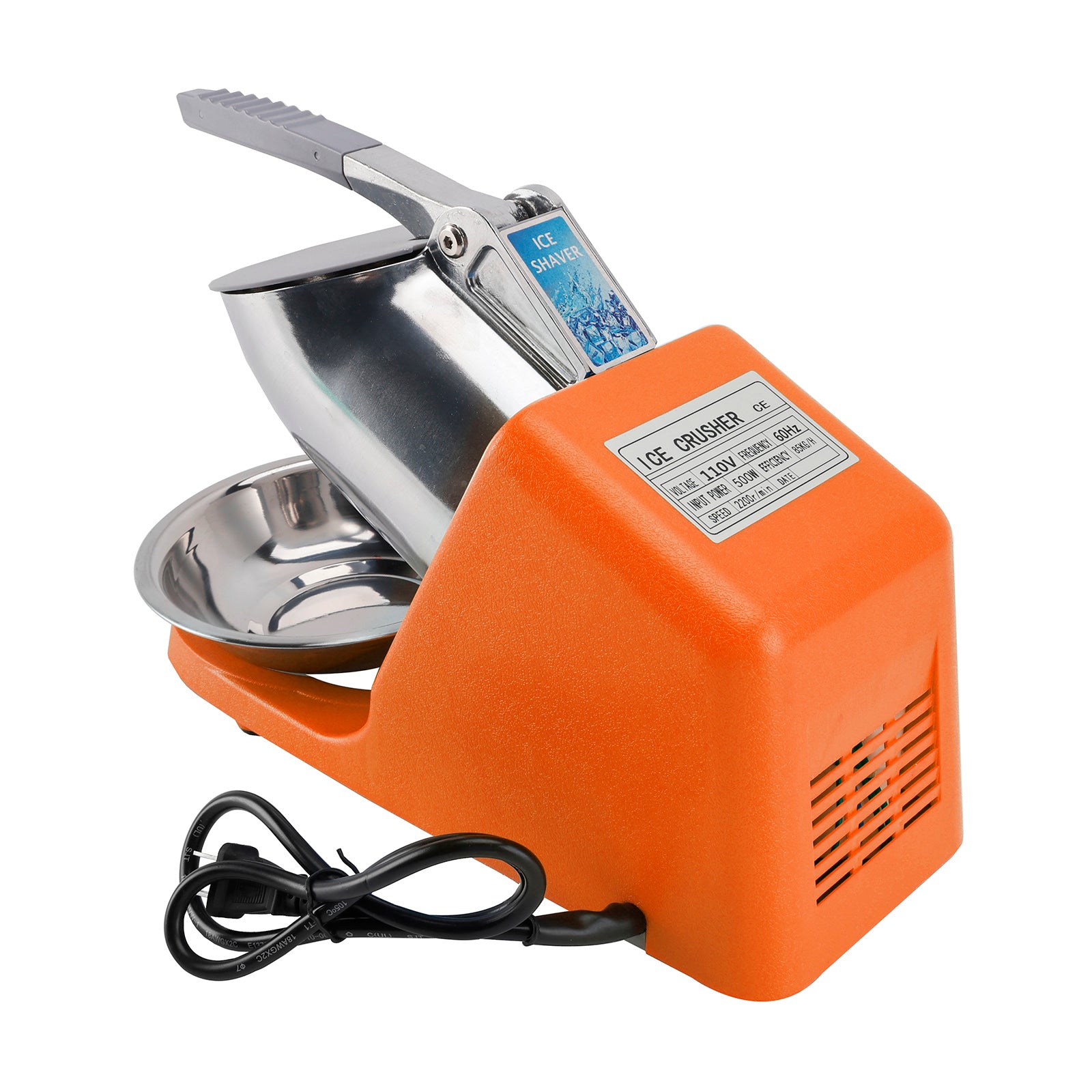 Electric Ice Crusher Machine 143LBS/Hr Snow Cone Maker Ice Shaver 500W