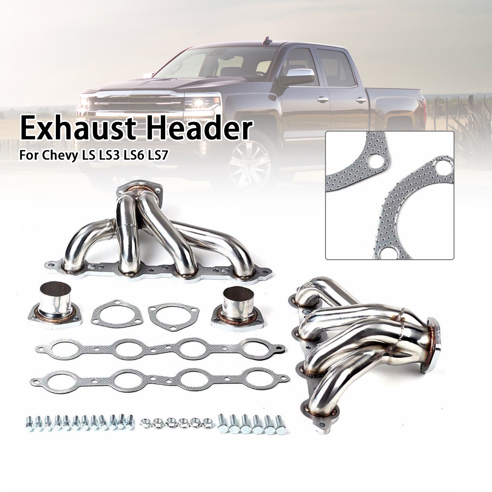 Exhaust Manifold Header Fit Chevy LS LS3 LS6 LS7