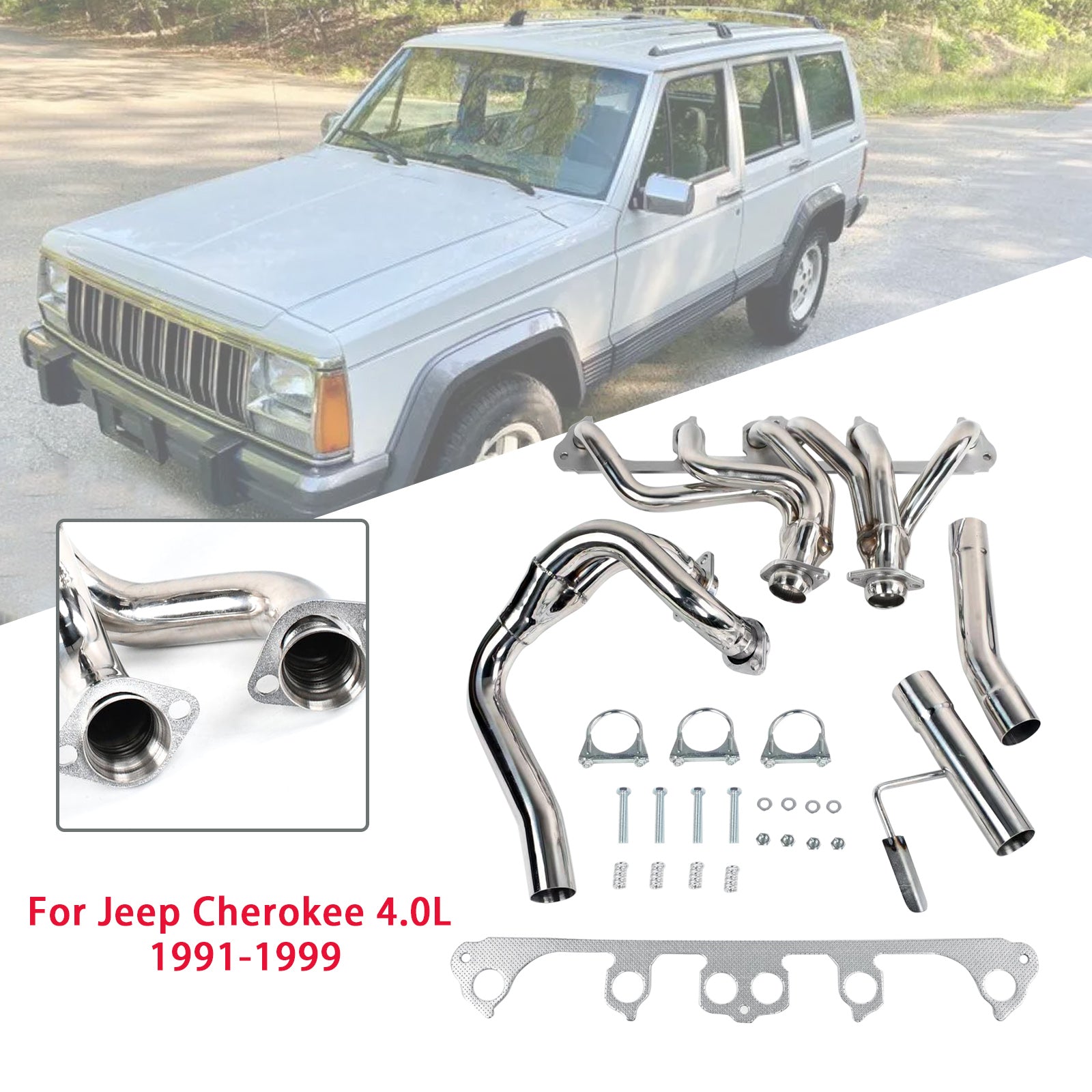 Racing Header Exhaust Manifold Fit Jeep Cherokee 4.0L 1991-1999