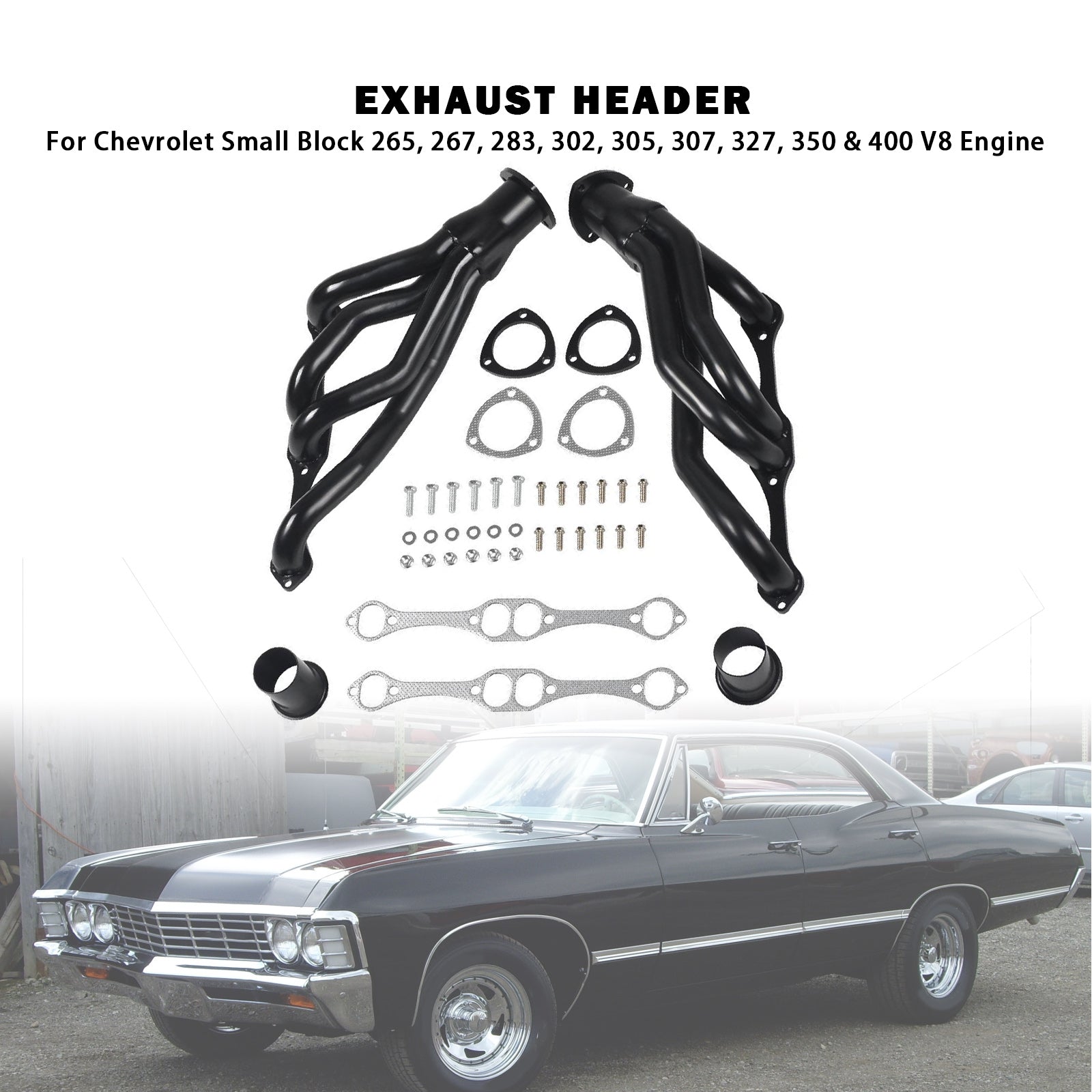 Exhaust Manifold Header Fit Chevy Small Block SB V8 262 265 283 305 327 350 400