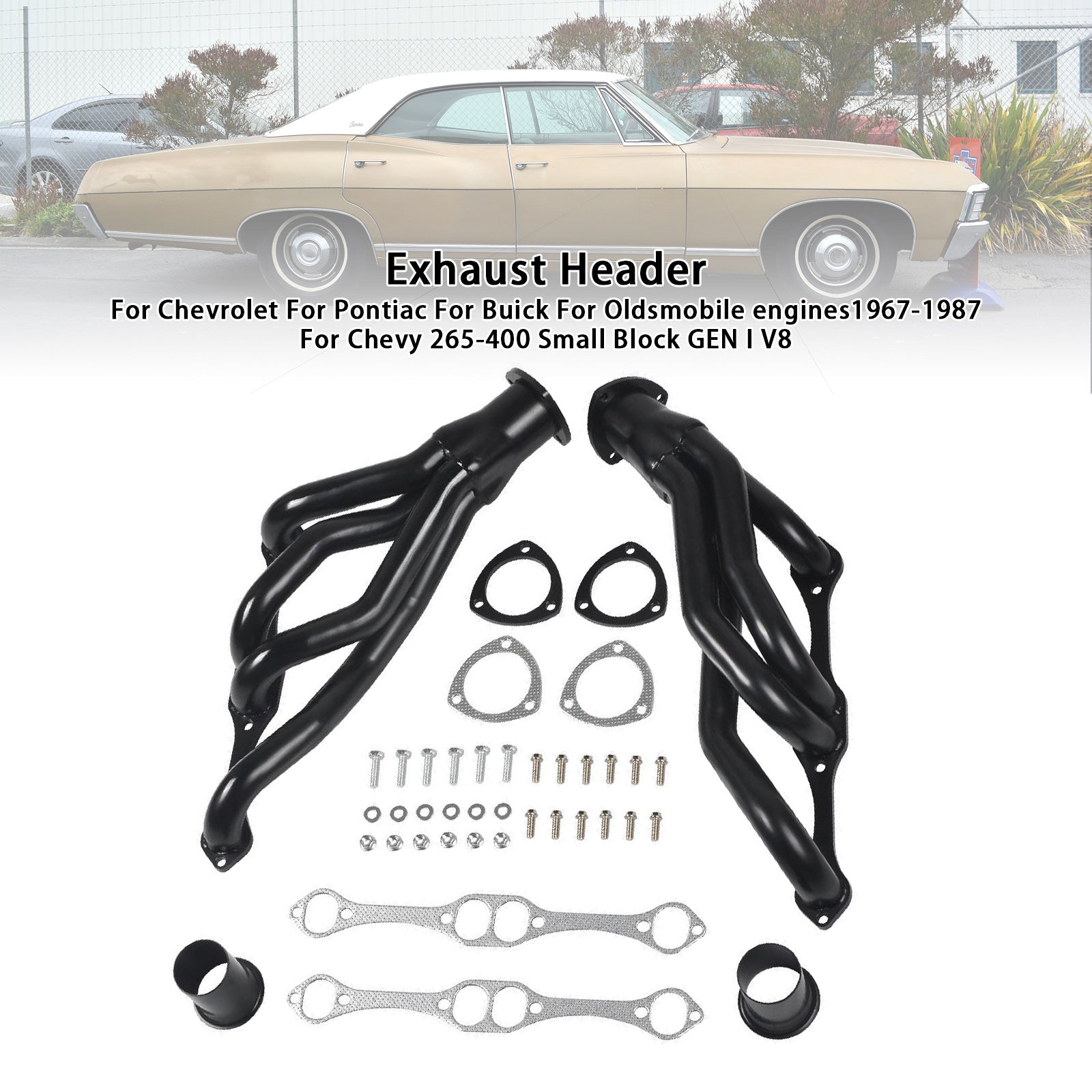 Exhaust Manifold Header Fit Chevy Small Block SB V8 262 265 283 305 327 350 400