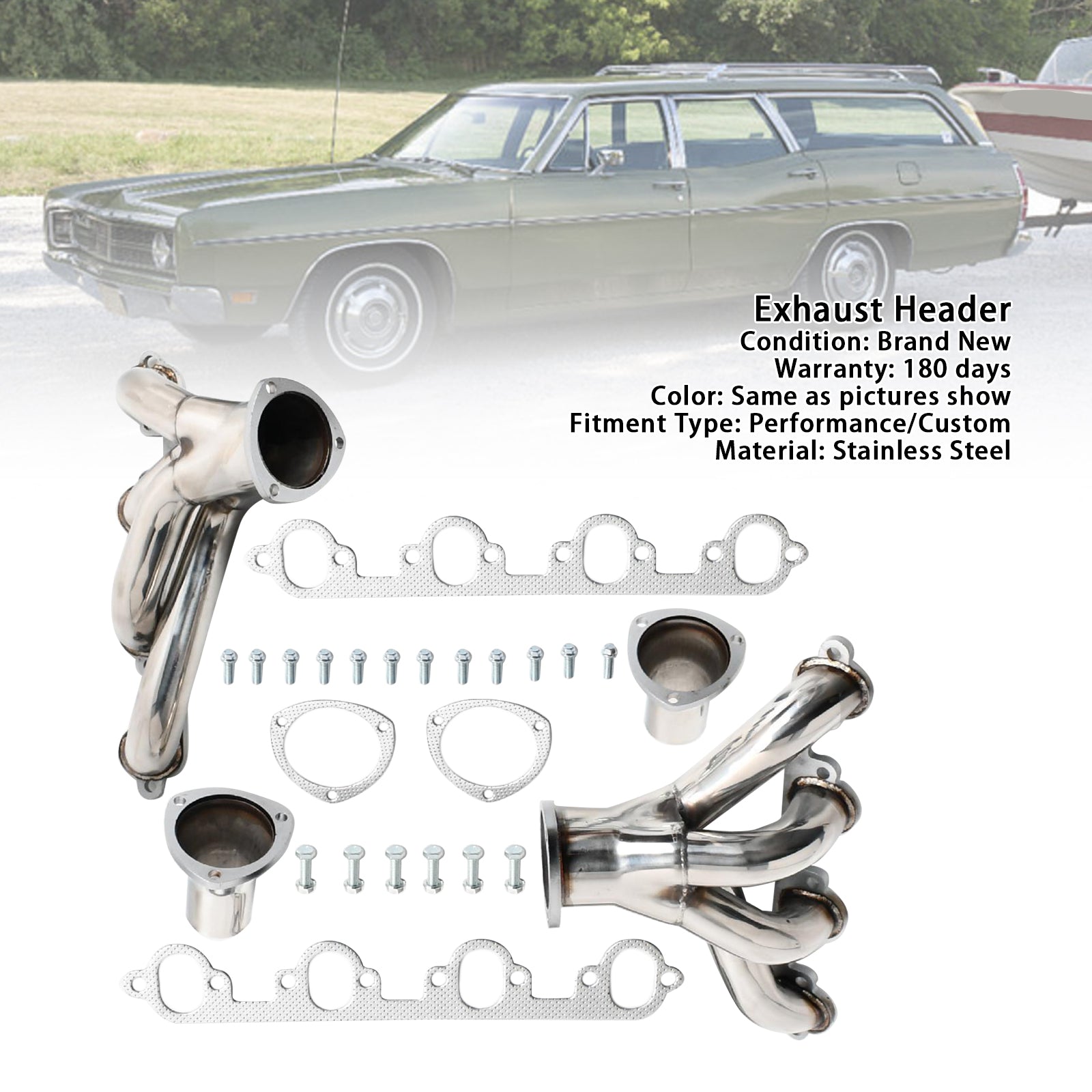 Exhaust Manifold Header Fit Ford Country Sedan Big Block 429 460 7.0/7.5L 1969-1973
