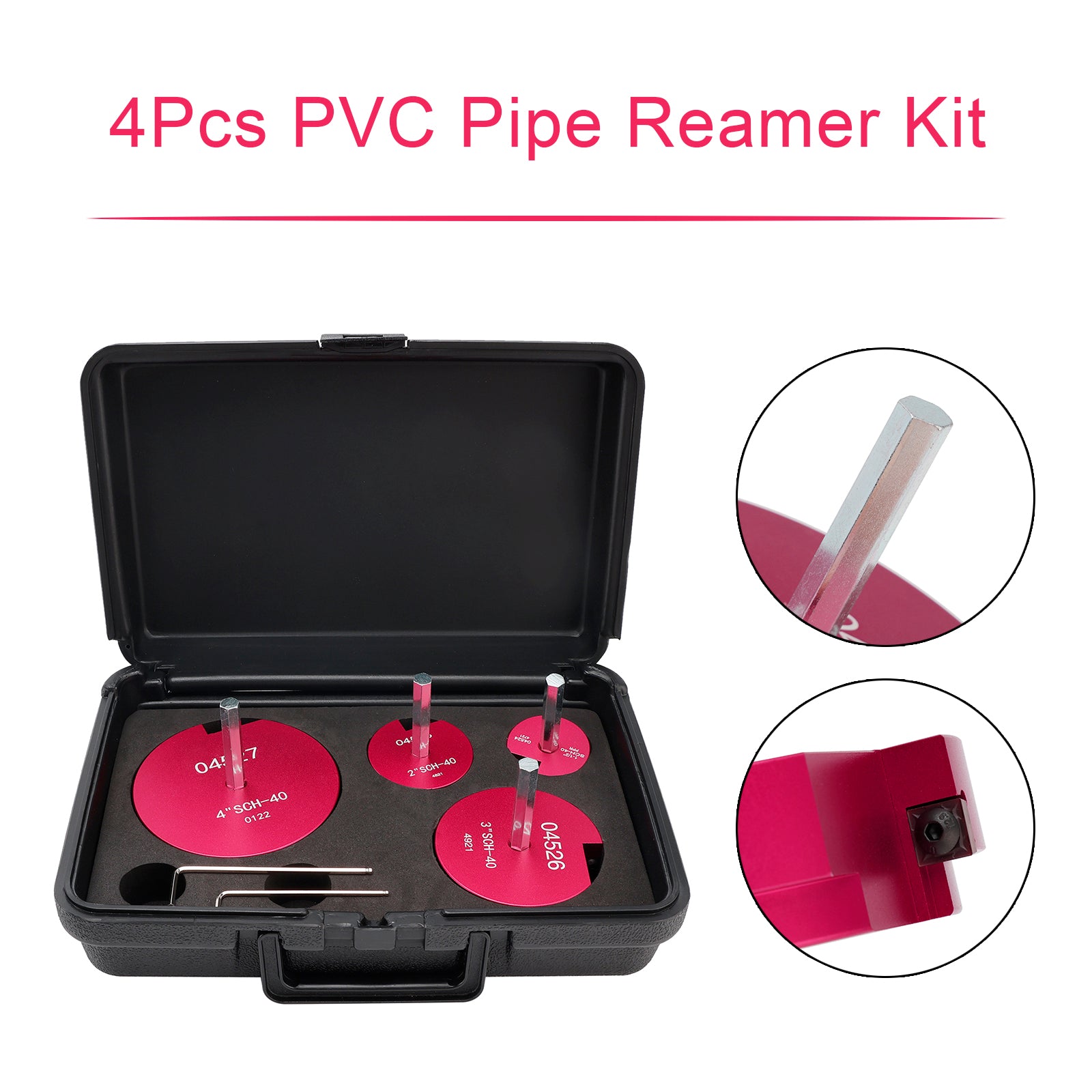 4PCS PVC Pipe Reamer Kit Fitting Socket Saver SCH Plumbing Tools For 1/2" Drills