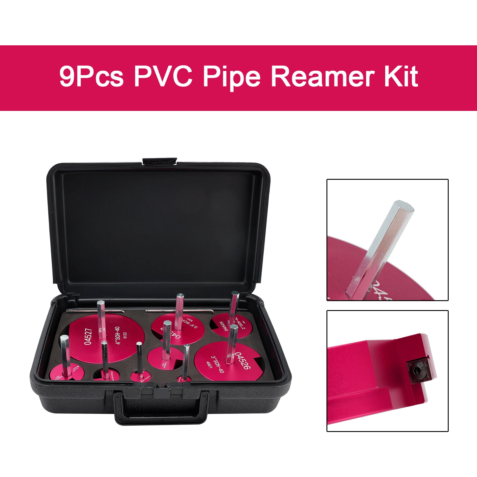 9PCS PVC Pipe Reamer Kit Fitting Socket Saver SCH Plumbing Tools For 1/2" Drills