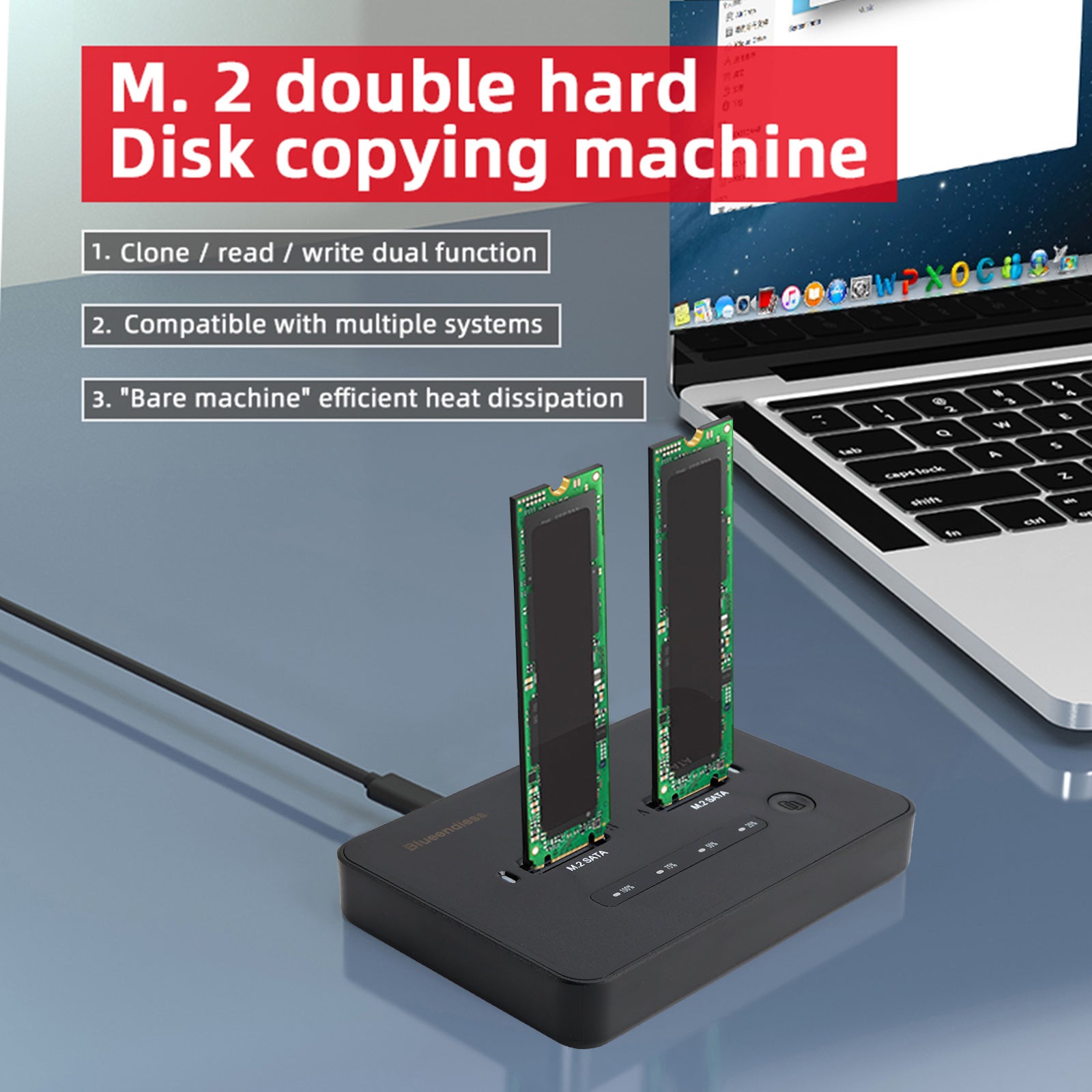 NVME SATA M.2 SSD Docking Station Duplicator SSD Solid State Drive Enclosure for US