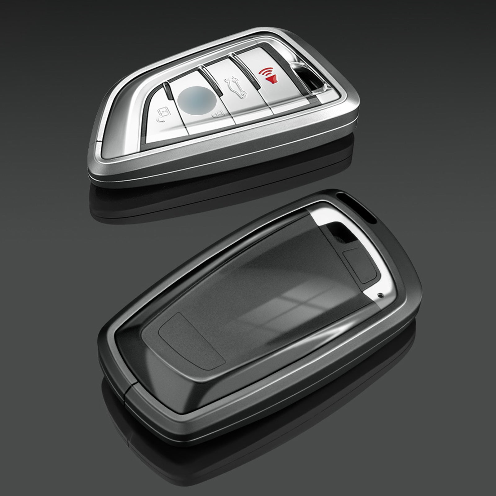 Aluminum Alloy TPU Silvery Car Key Case Cover With Buckle For Ford