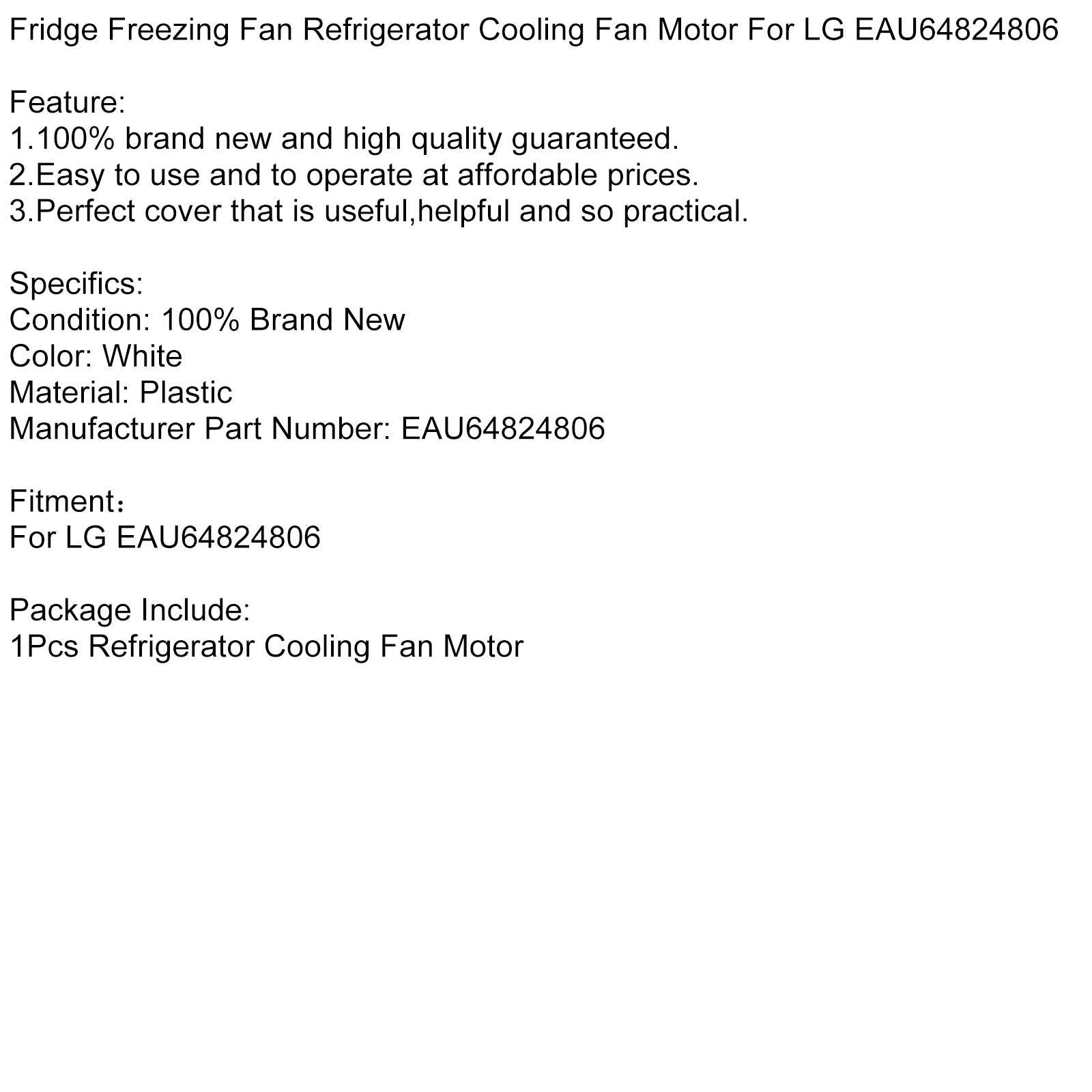 Fridge Freezing Fan Refrigerator Cooling Fan Motor For LG EAU64824806