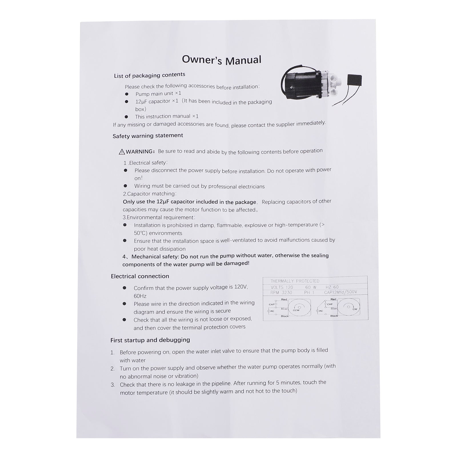 Ice Maker Machine Motor Replacement for Hoshizaki S-0731 Water Pump Motor