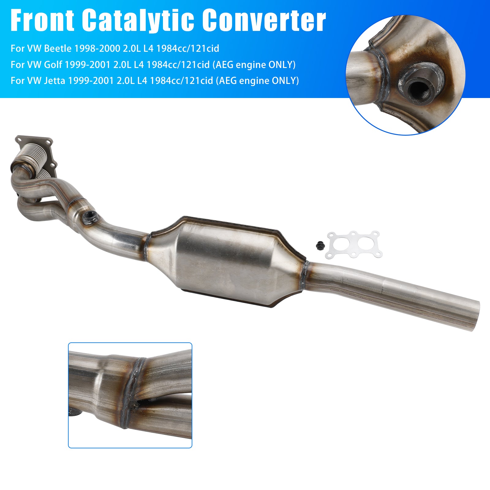Catalytic Converter for 1999-2000 Volkswagen Beetle/99-01 Jetta/Golf 2.0L