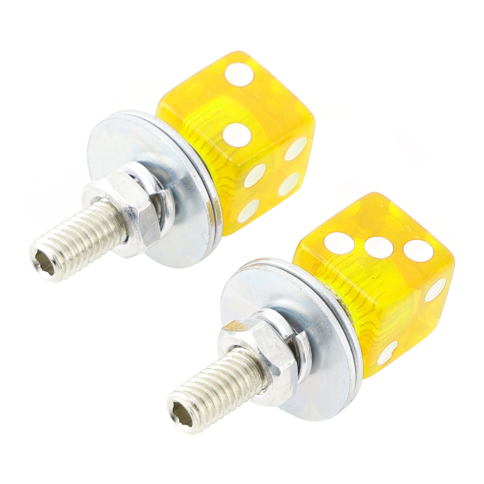 M6 Plastic Custom Head Dice License Plate Frame Screws Bolts Hardware Yellow X2
