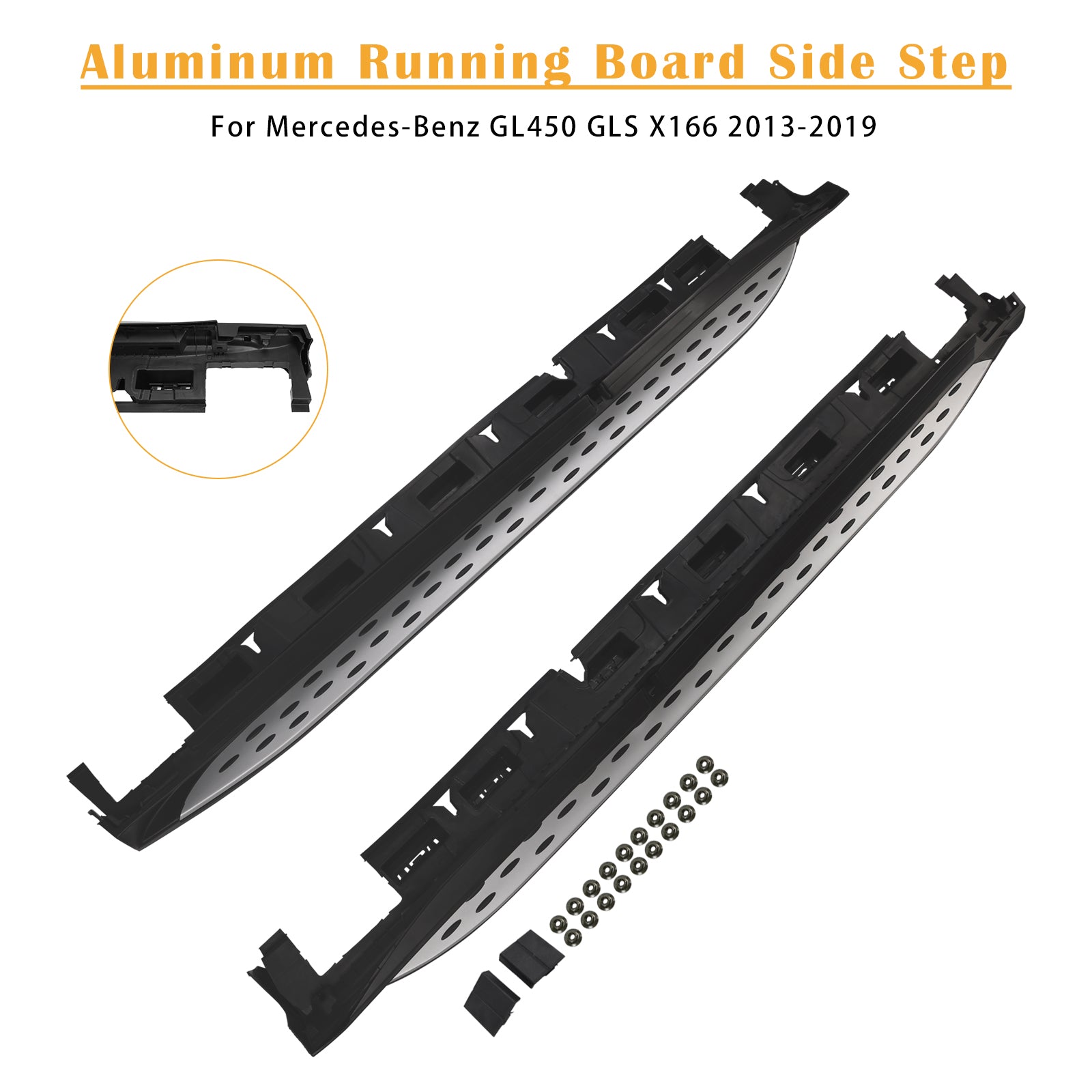 Aluminum Running Board Side Step Bar For Mercedes-Benz GL450 GLS X166 2013-2019