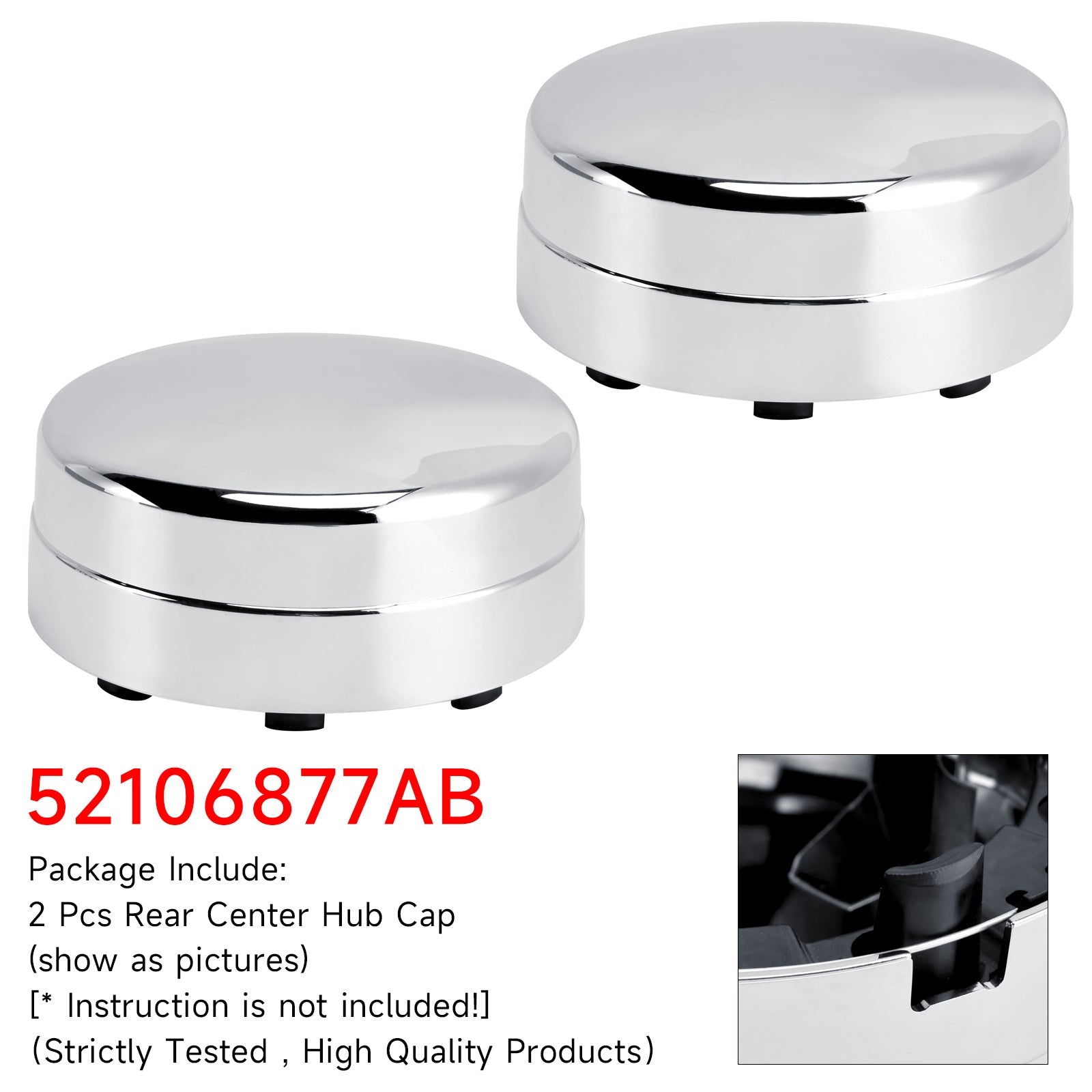 2X Rear Center Hub Cap For Dodge Ram 3500 Pickup Dually 03-18 52106877AB