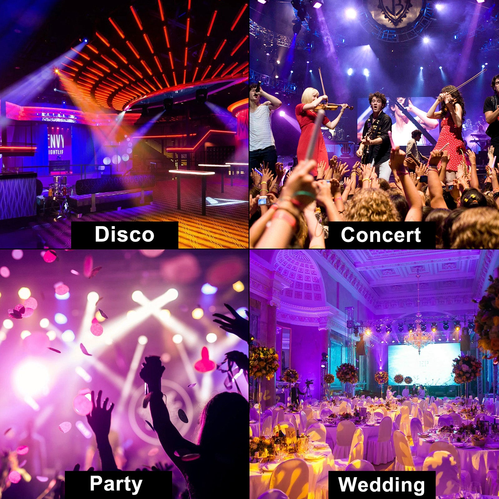 200W Moving Head 12 LED Rotating Beam Stage Light RGBW DJ Disco Party DMX US
