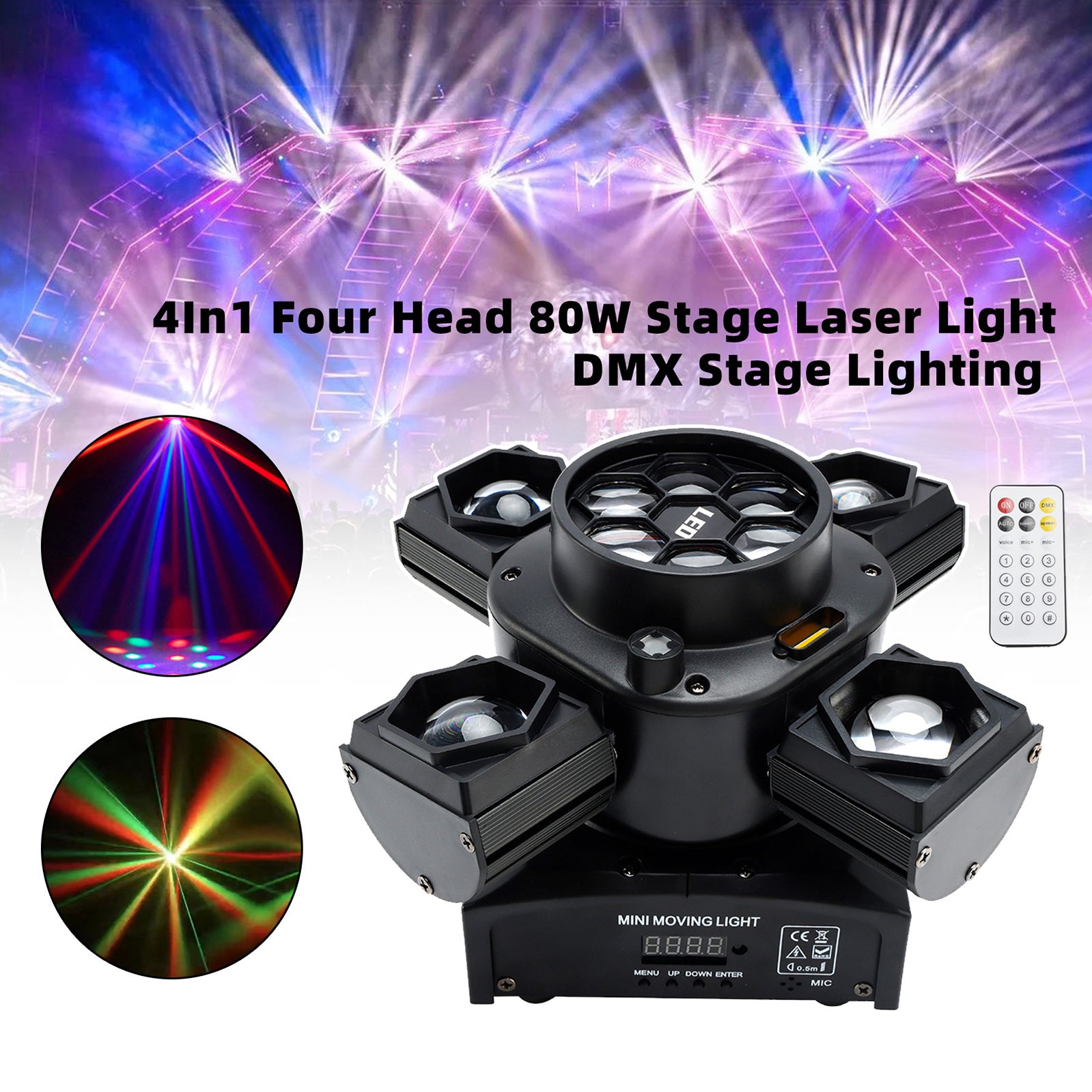 4In1 Four Head 80W Stage Laser Light DMX Stage Lighting DJ Party Lighting Effect