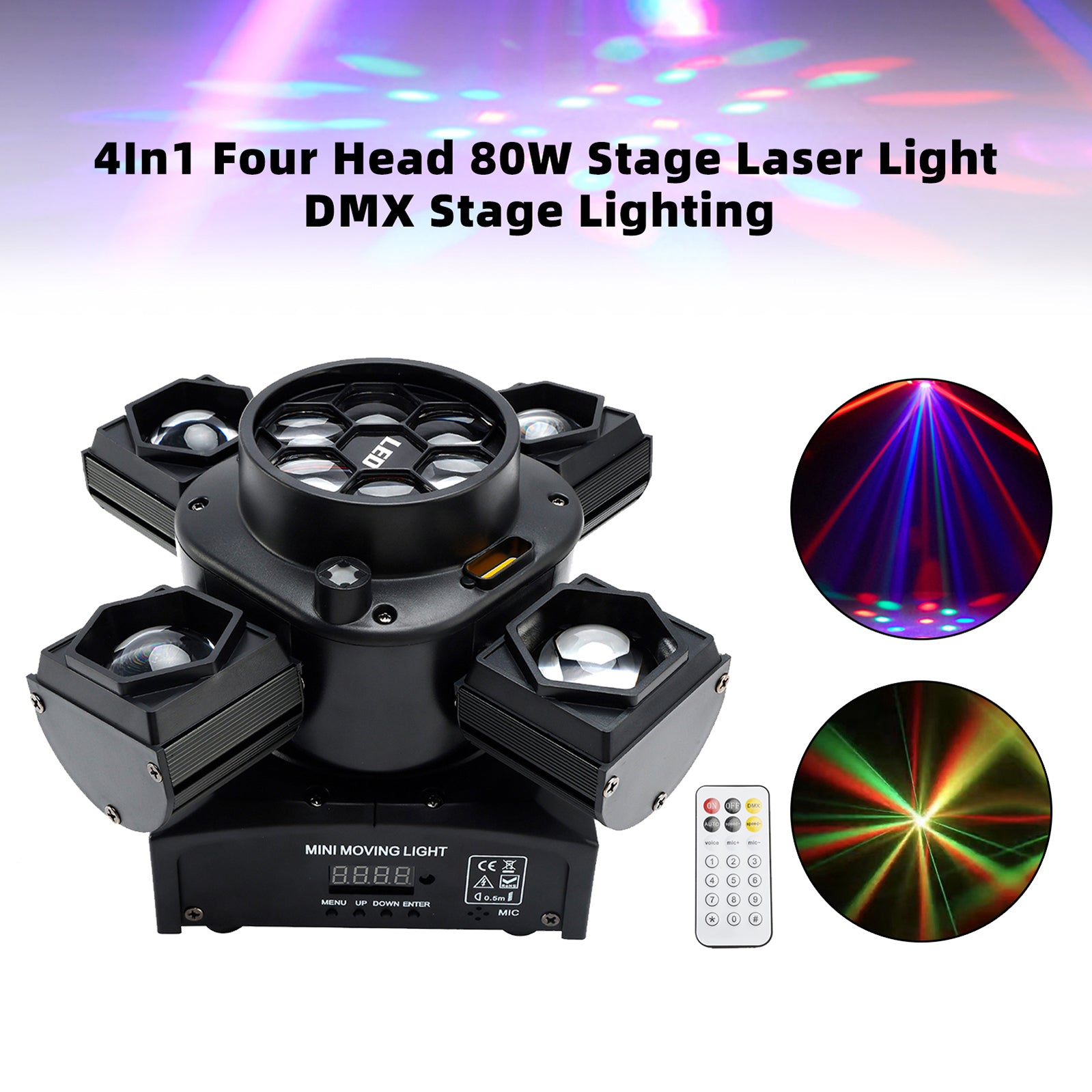 4In1 Four Head 80W Stage Laser Light DMX Stage Lighting DJ Party Lighting Effect