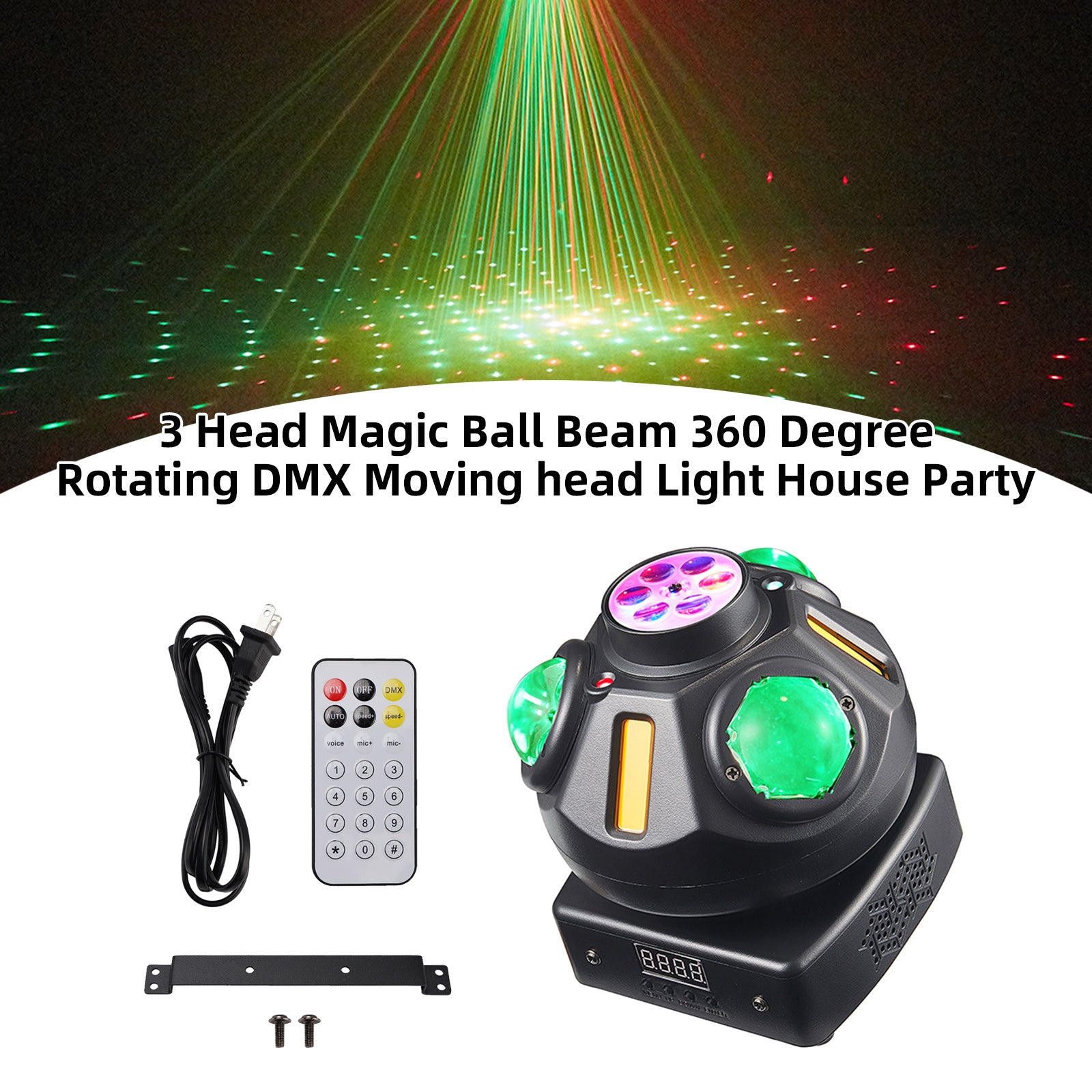 3 Head Magic Ball Beam 360 Degree Rotating DMX Moving head Light House Party