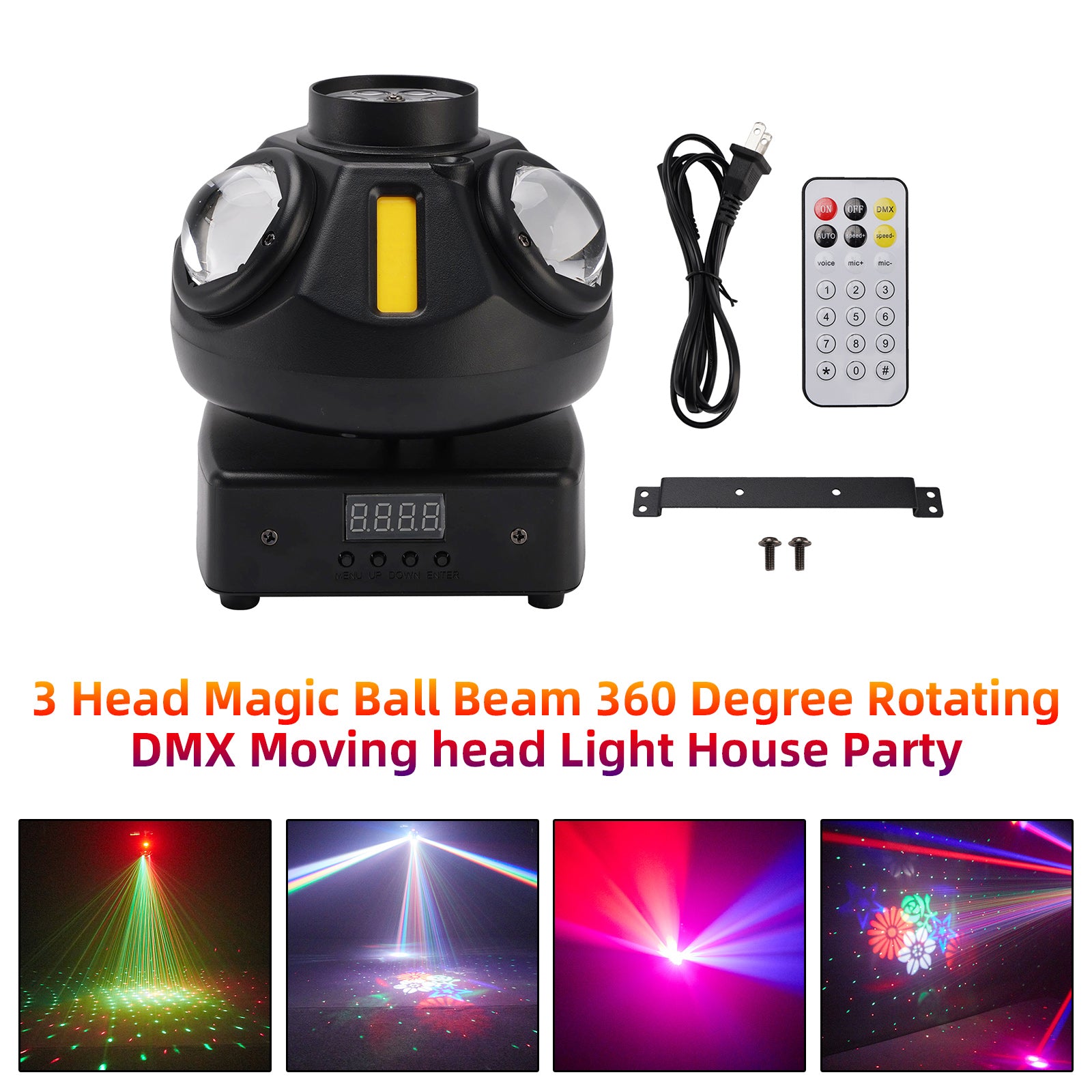 3 Head Magic Ball Beam 360 Degree Rotating DMX Moving head Light House Party