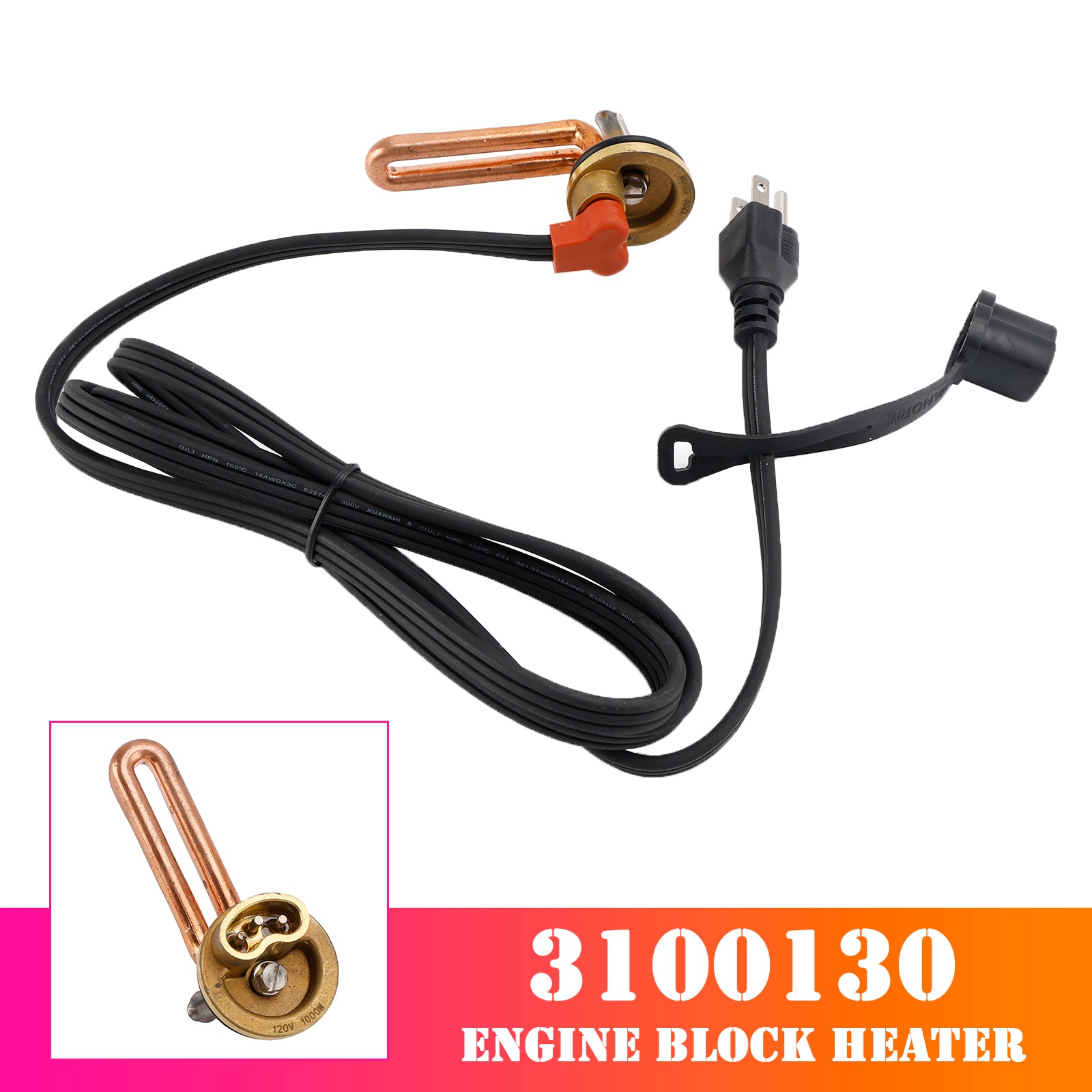 3100043 Engine Block Heater for Ford F250 F350 6.9 & 7.3 83-94 120V 1000W