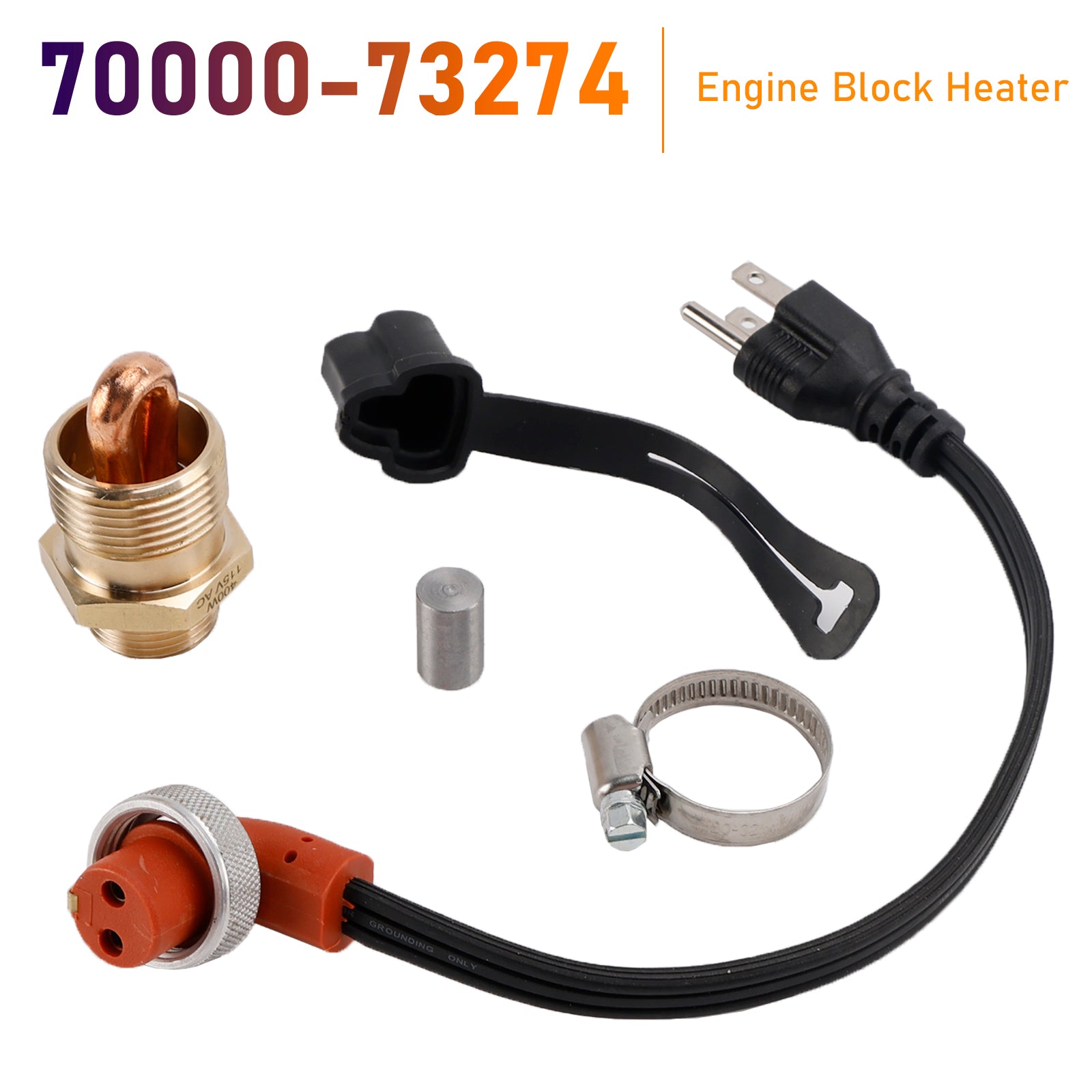 70000-73274 Engine Block Heater for Kubota B20 B26 B1550 B1700 115V 400W