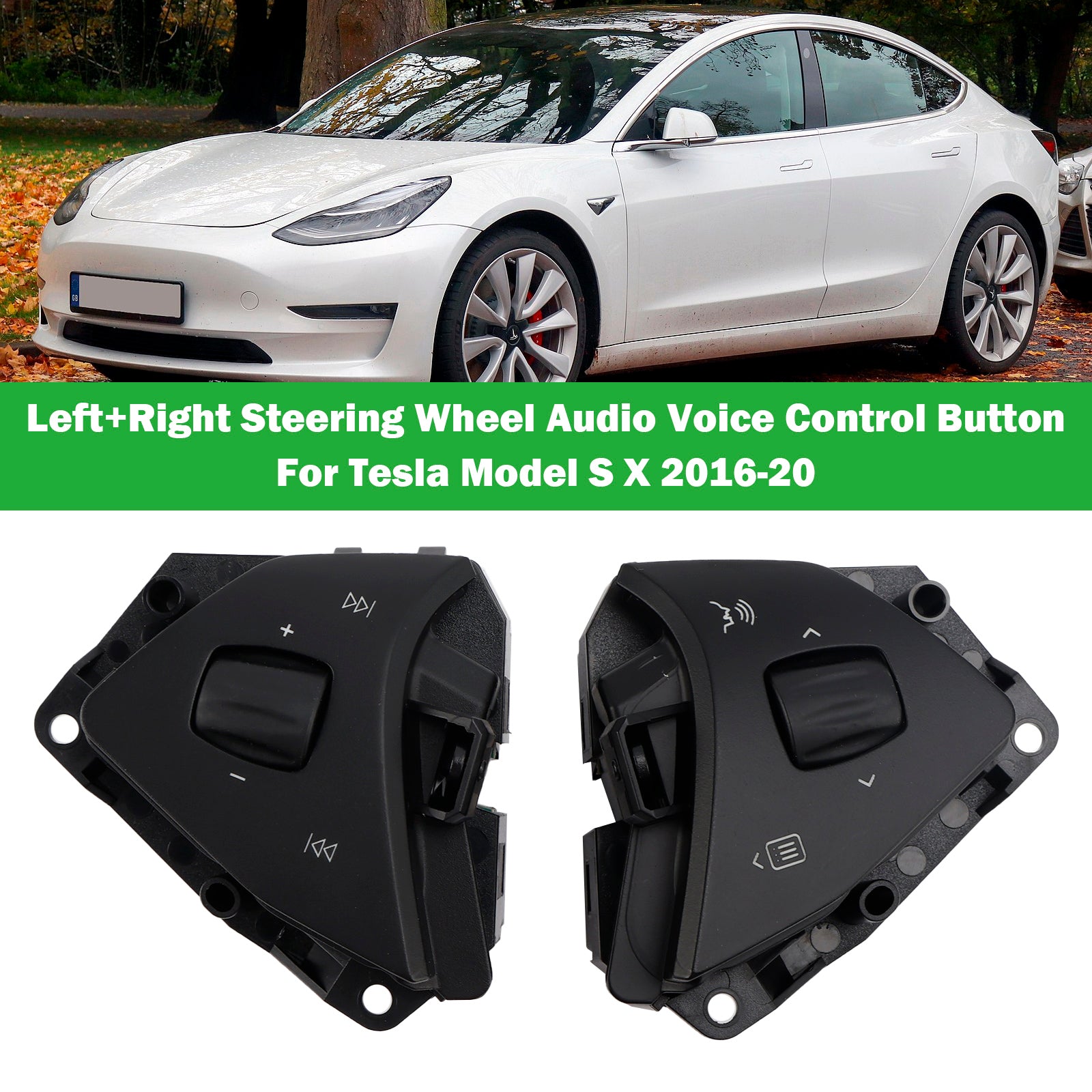 Left+Right Steering Wheel Audio Voice Control Button For Tesla Model S X 16-20