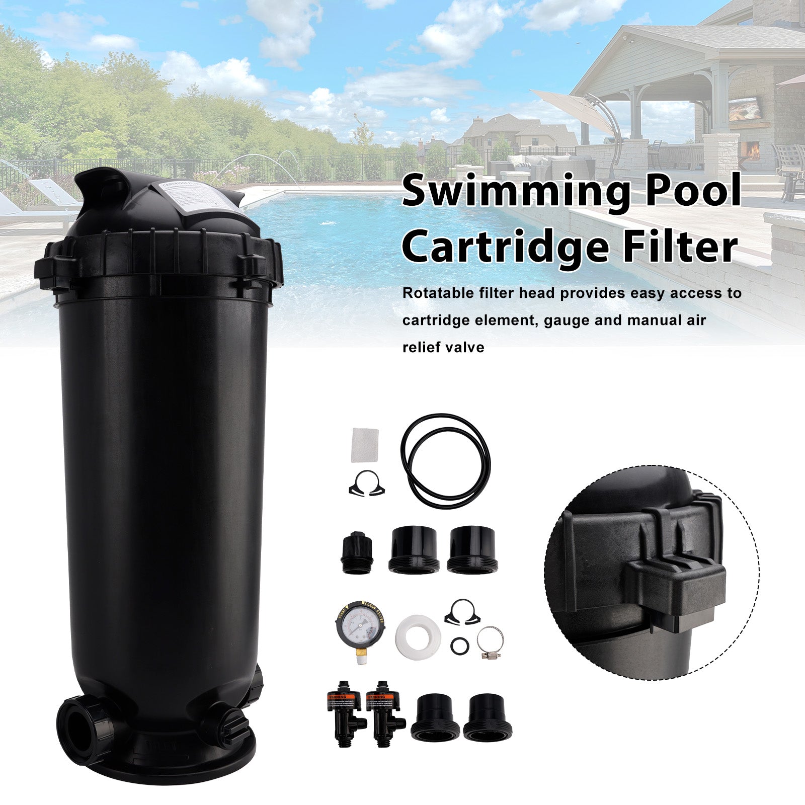 W3C12002 Pool Cartridge Filter Assembly 120 Sq.Ft For Hayward StarClear Plus