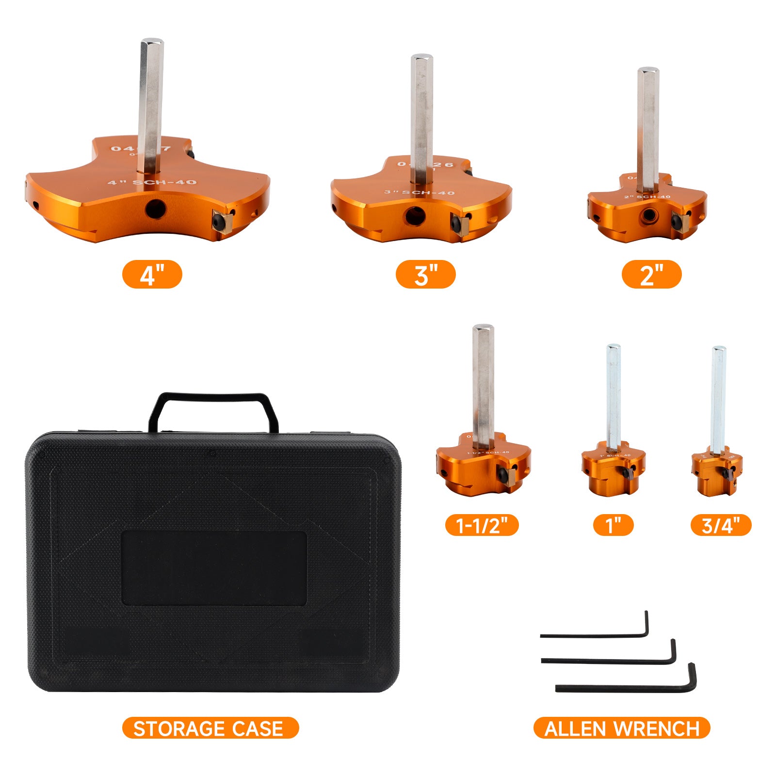6 PCS Triple Blade PVC Pipe Reamer Kit Pipe Fitting Reamer Tool For Plumbing