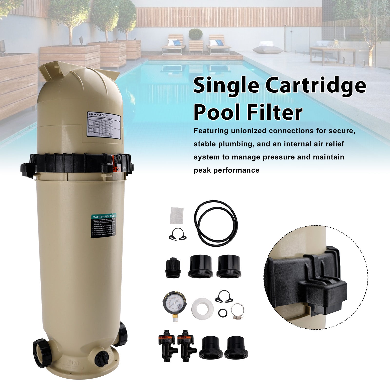 EC-160317 Cartridge Pool Filter Pump 150 GPM For Pentair Clean&Clear CC150 Pool