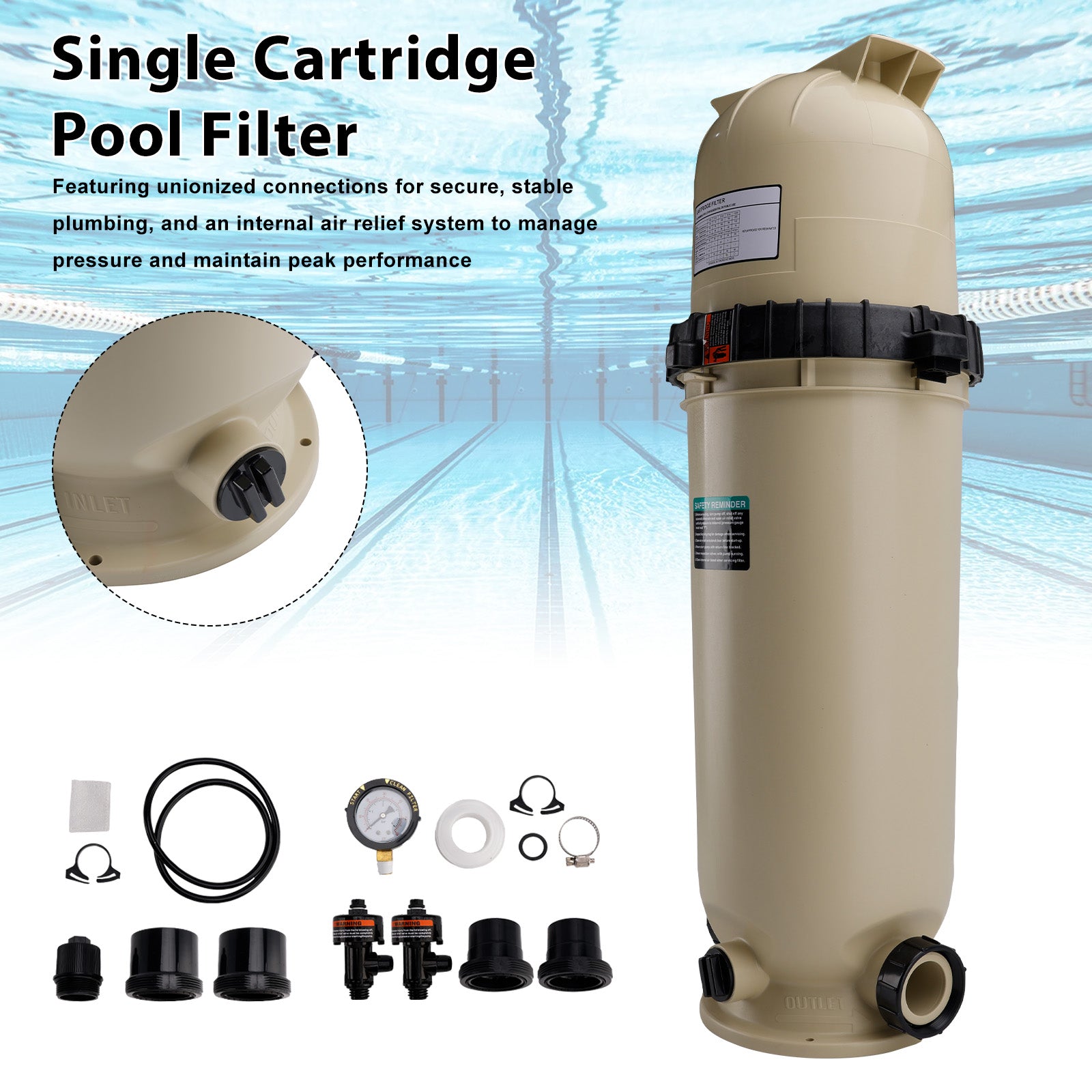 EC-160317 Cartridge Pool Filter Pump 150 GPM For Pentair Clean&Clear CC150 Pool