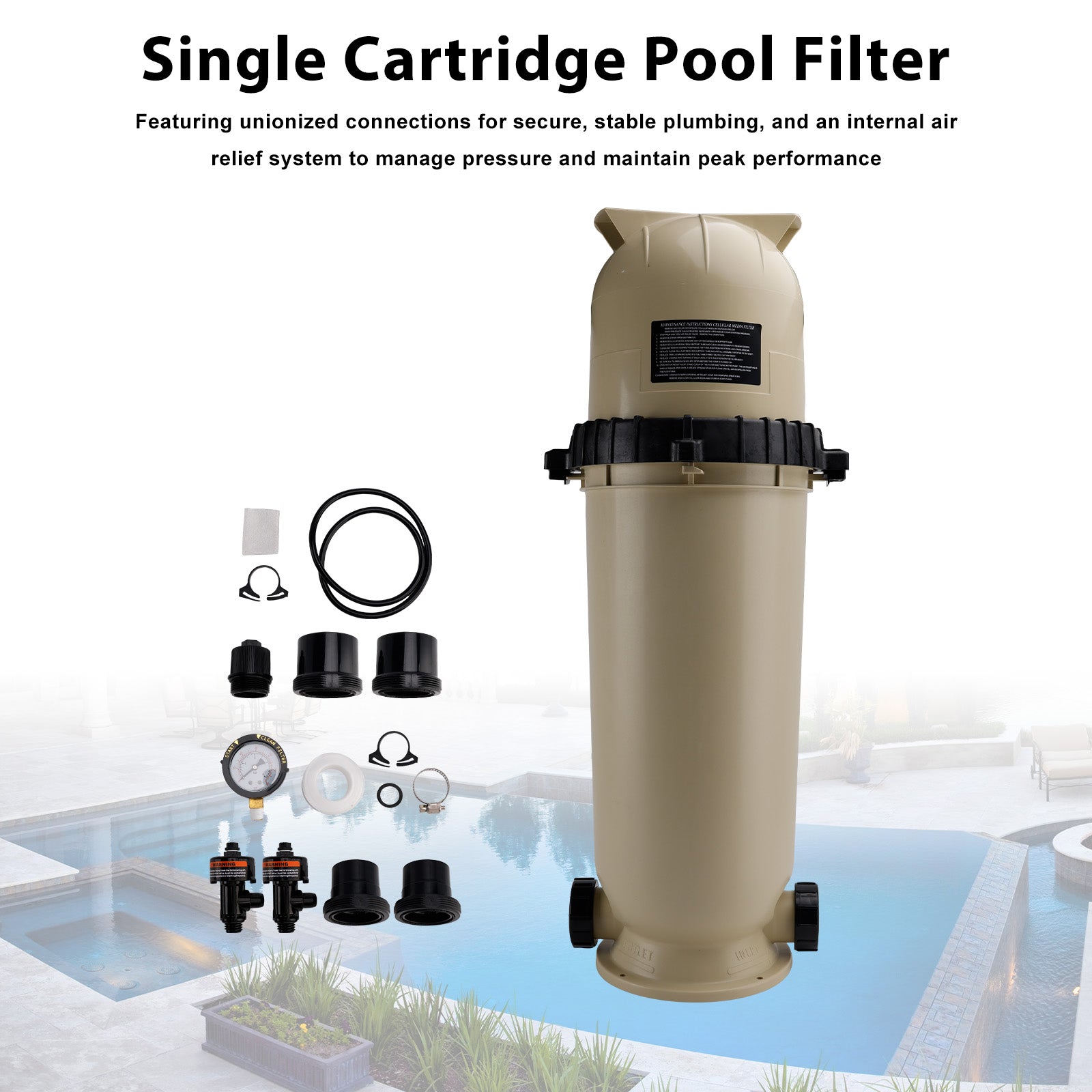EC-160317 Cartridge Pool Filter Pump 150 GPM For Pentair Clean&Clear CC150 Pool