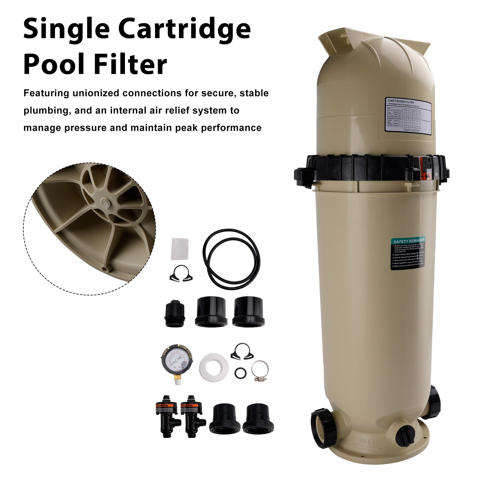 EC-160317 Cartridge Pool Filter Pump 150 GPM For Pentair Clean&Clear CC150 Pool