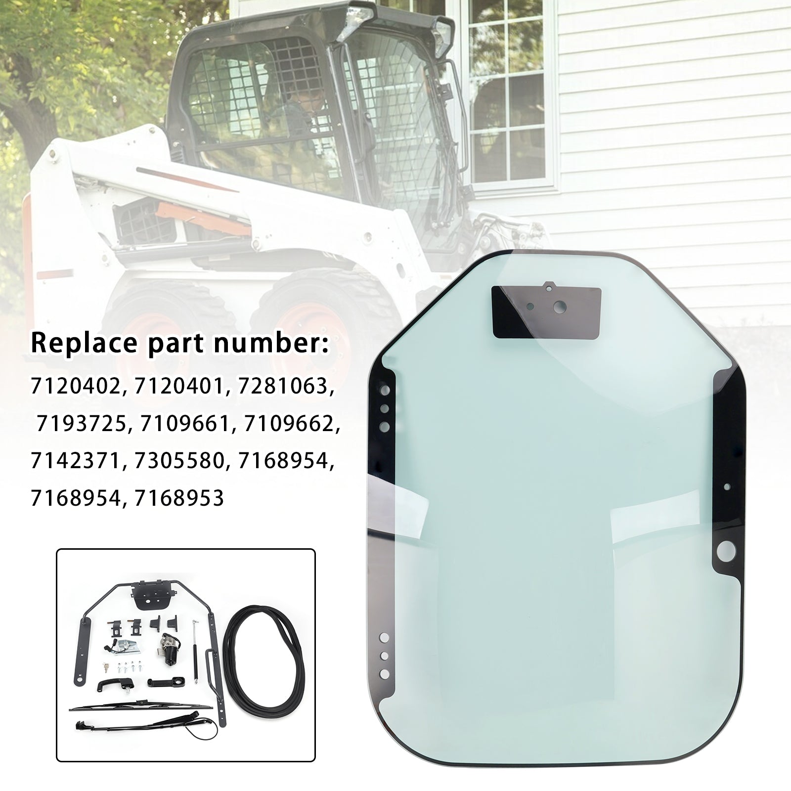 7120402 7120401 Front Door Glass Window For Bobcat S590 S595 S650 S740 S750 S770