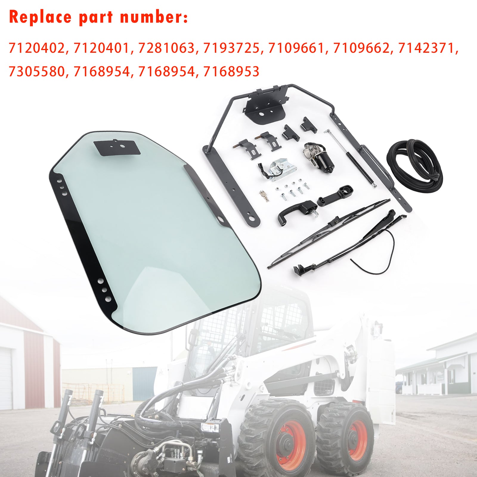 7120402 7120401 Front Door Glass Window For Bobcat S590 S595 S650 S740 S750 S770