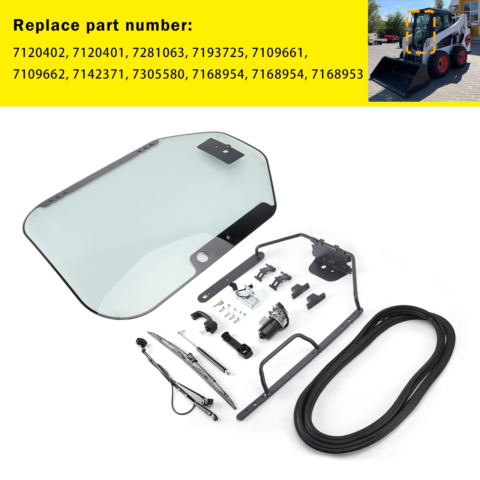7120402 7120401 Front Door Glass Window For Bobcat S590 S595 S650 S740 S750 S770