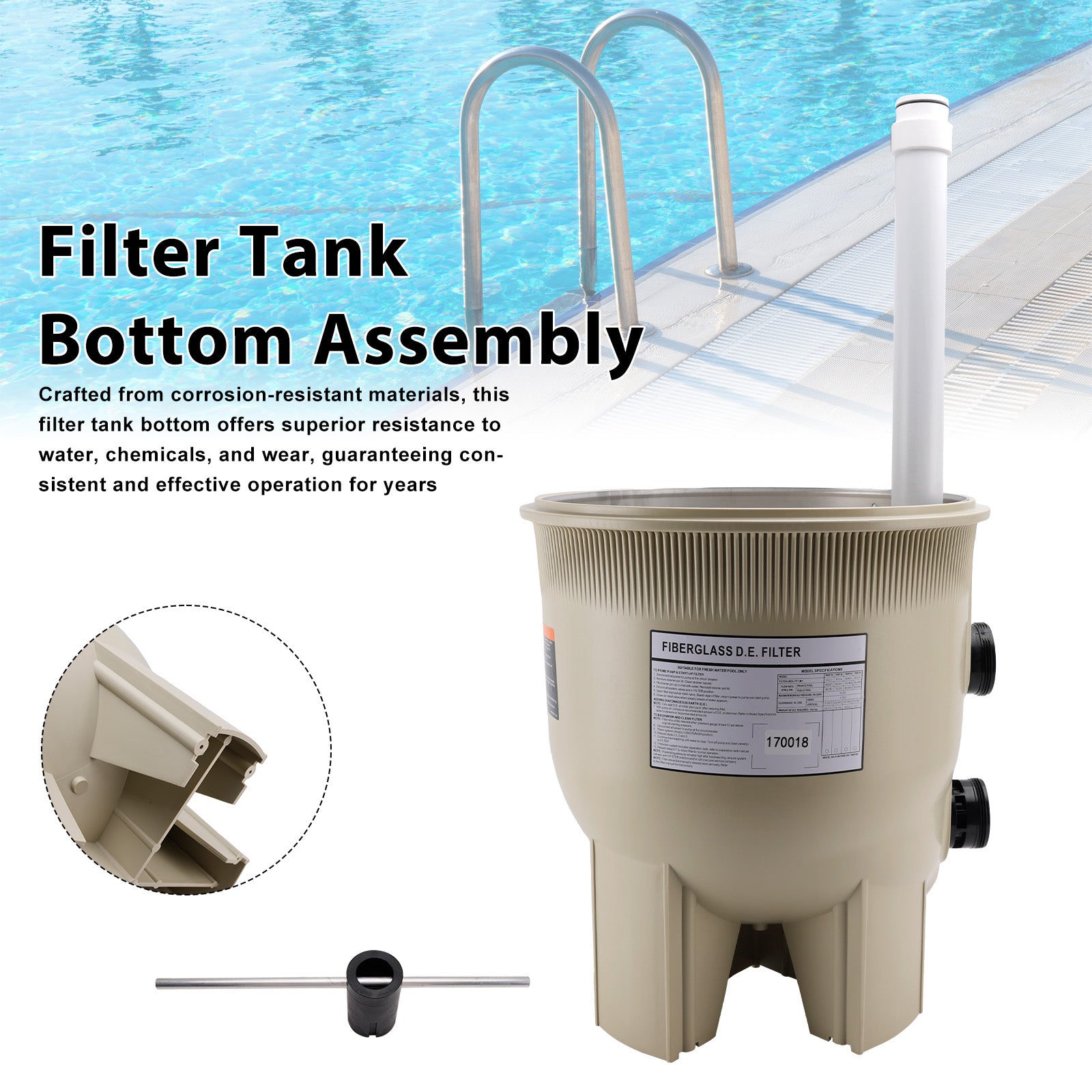 170018 Tank Bottom Assembly FNS Plus FNSP60 Pool DE Filter For Pentair