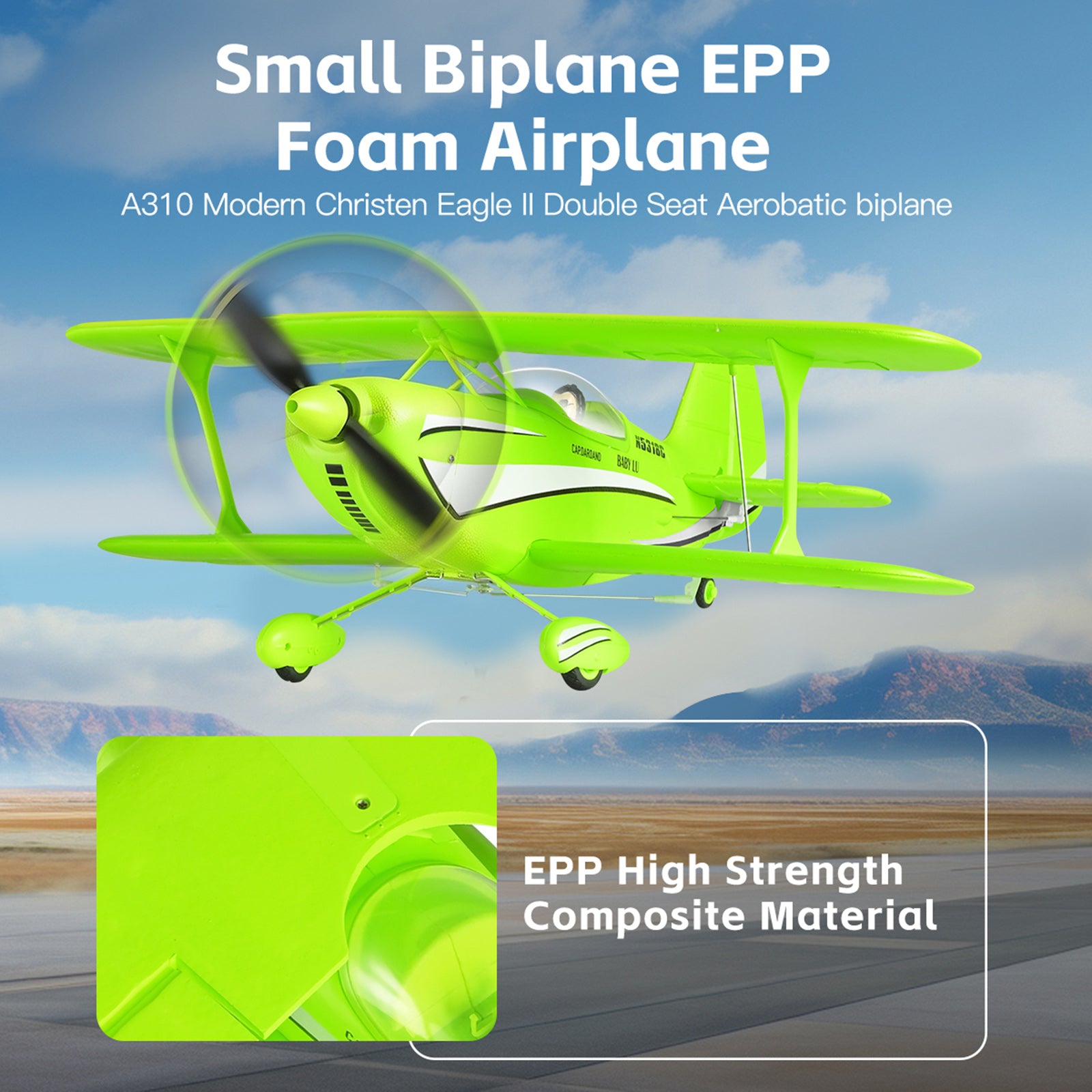 Wltoys XK A310 2.4G 4CH RC Fixed-Wing Aircraft Model 3D/6G Realistic Plane Green