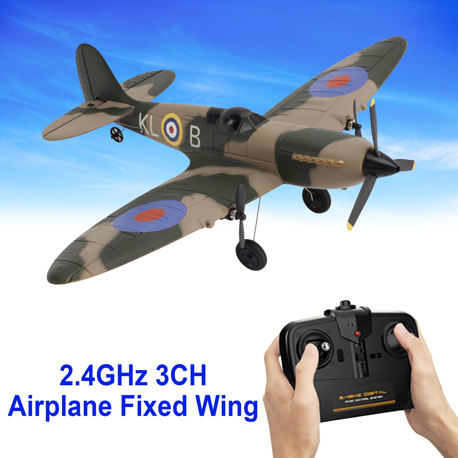 RC 76205 2.4GHz 3CH Airplane Fixed Wing With Gyro System 2 Batteries Kid Toy