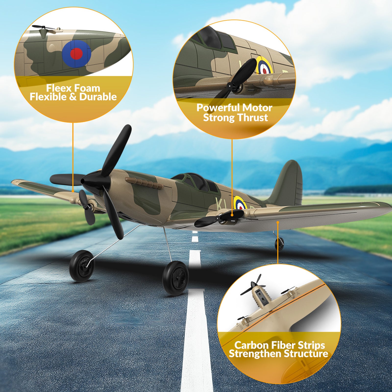 RC 76205 2.4GHz 3CH Airplane Fixed Wing With Gyro System 2 Batteries Kid Toy