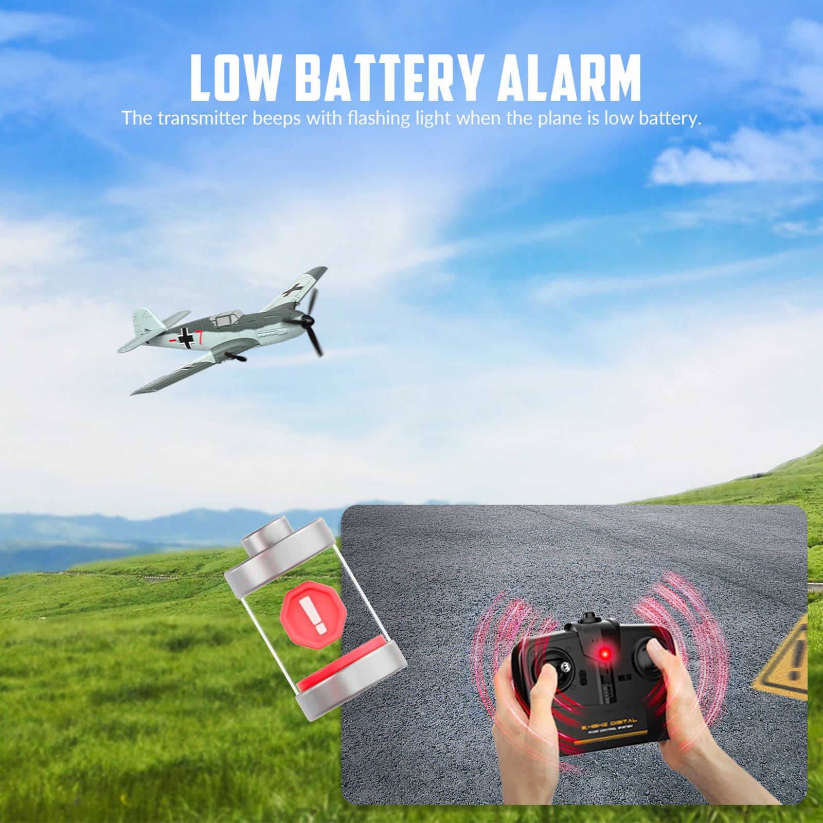 RC 76206 2.4GHz 3CH Airplane Fixed Wing With Gyro System 2 Batteries Kid Toy