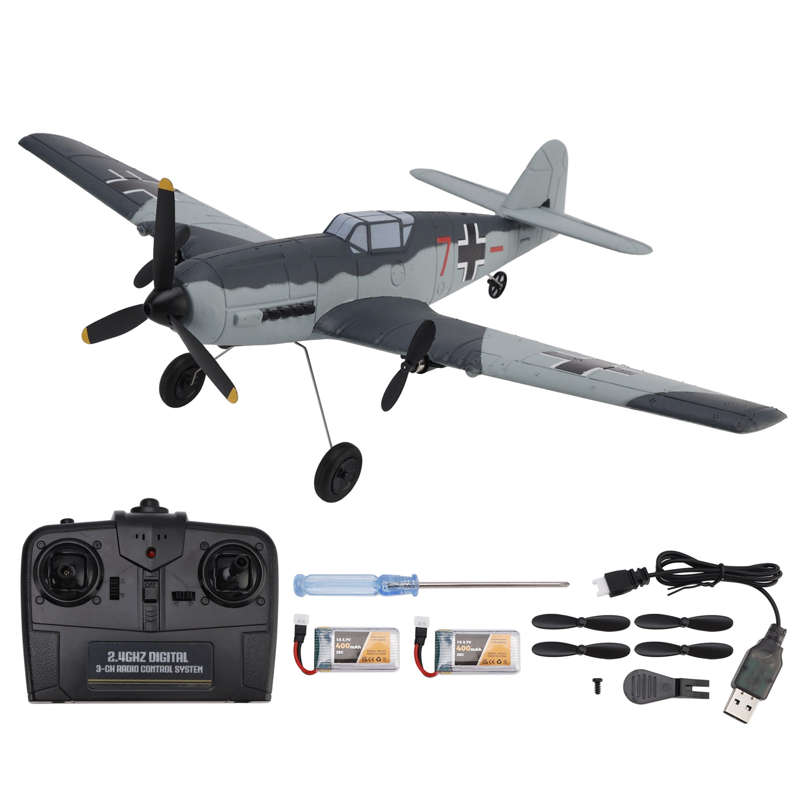 RC 76206 2.4GHz 3CH Airplane Fixed Wing With Gyro System 2 Batteries Kid Toy