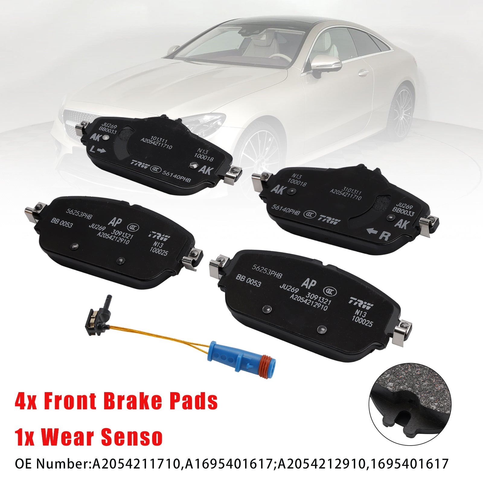 Mercedes-Benz C-Class 205 E-Class 213 Front Brake Pads A0004208903 For With Wear Sensor 1695401617