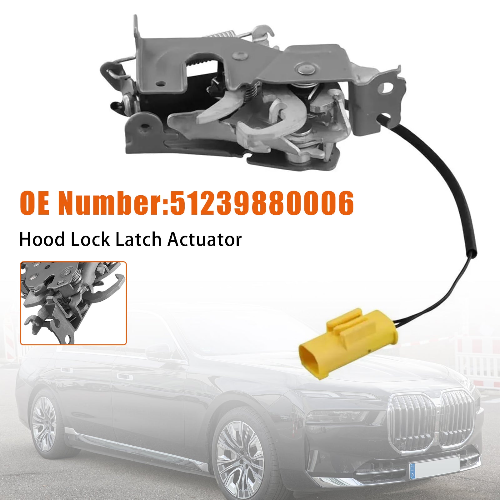 Hood Lock Latch Actuator 51239880006 For BMW 7 Series G70 2023