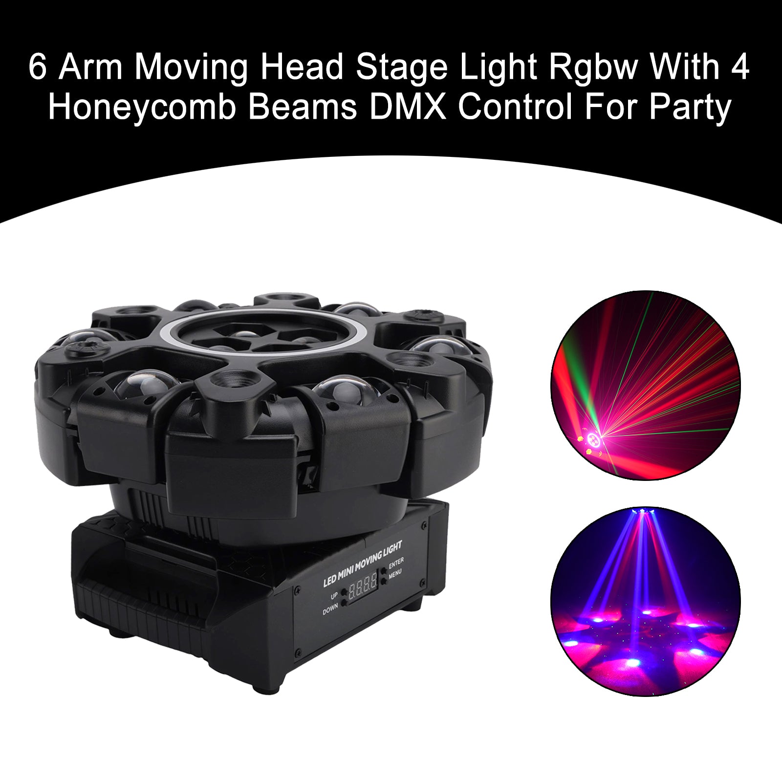 6 Arm Moving Head Stage Light Rgbw With 4 Honeycomb Beams DMX Control For Party