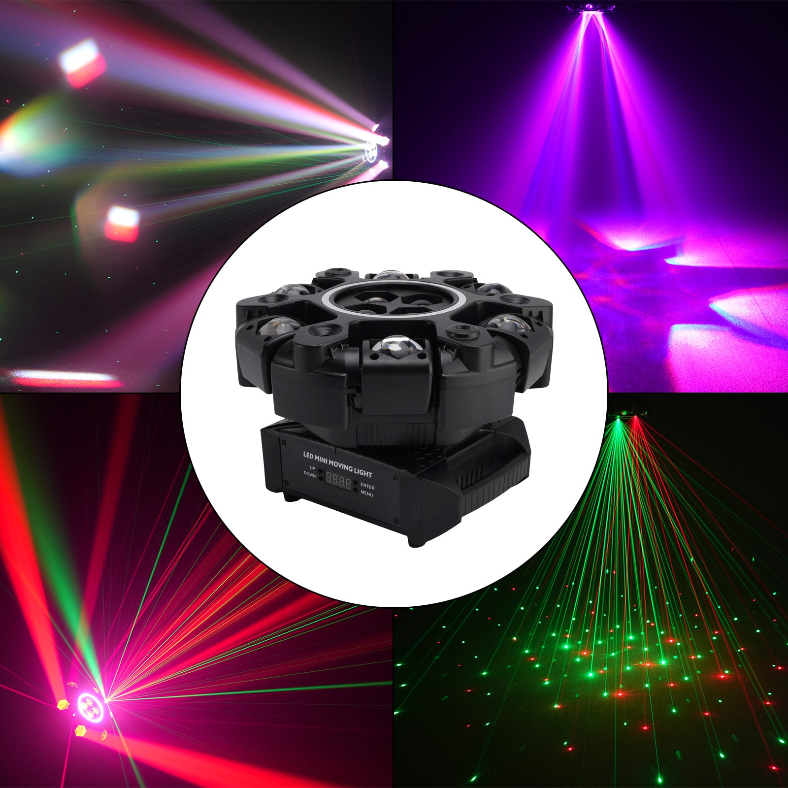 6 Arm Moving Head Stage Light Rgbw With 4 Honeycomb Beams DMX Control For Party
