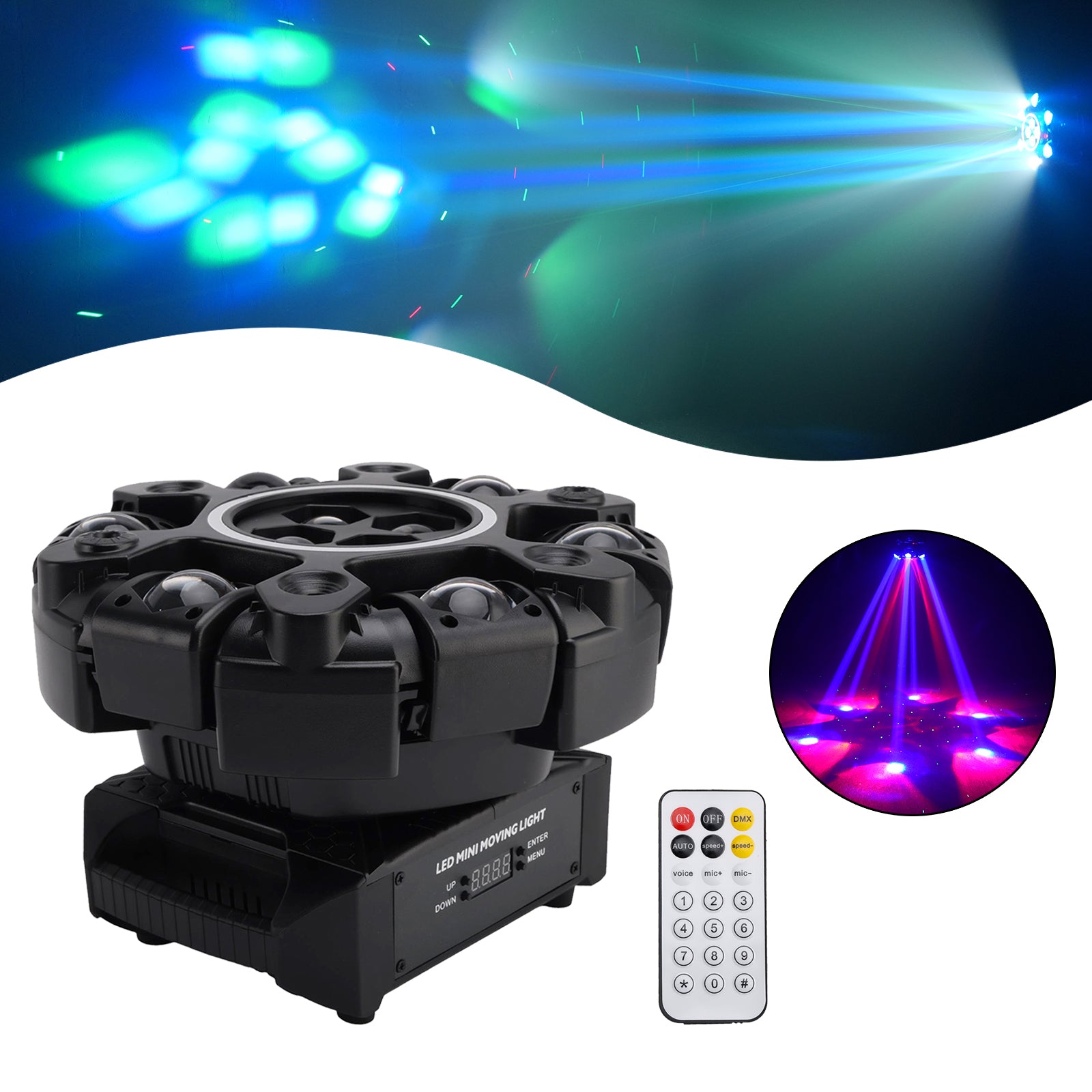 6 Arm Moving Head Stage Light Rgbw With 4 Honeycomb Beams DMX Control For Party