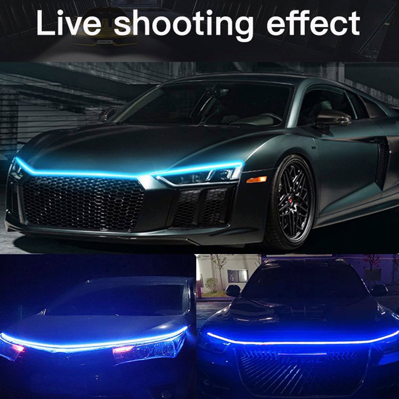 Car Hood LED Daytime Running Light Strip Flexible Dynamic Scan Start Up