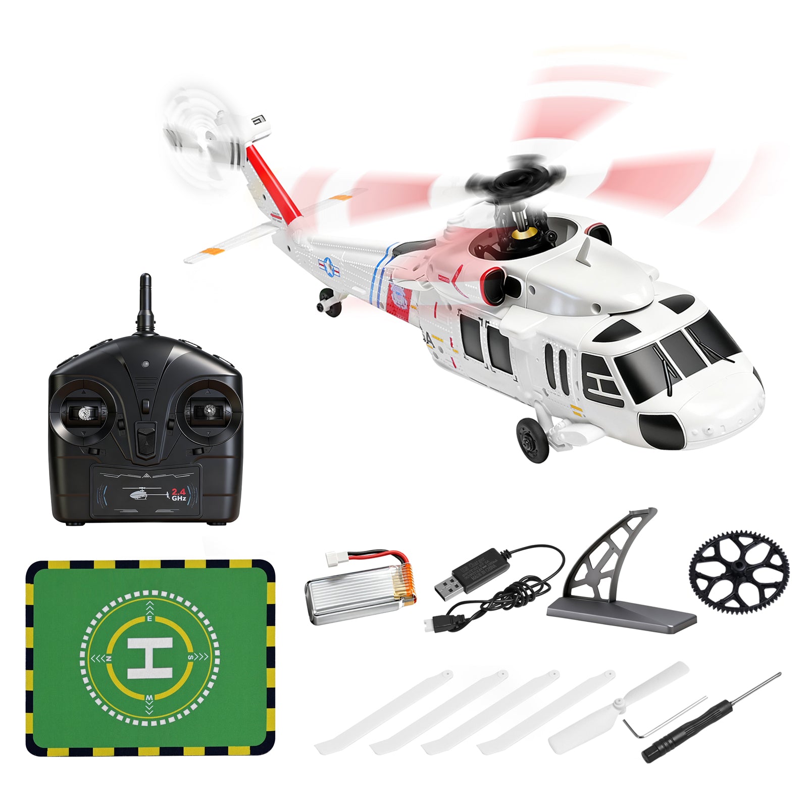 K270 UH-60L 2.4G 4CH 6Axis Gyro Brushless RC Helicopter With 4Paddle Aileronless